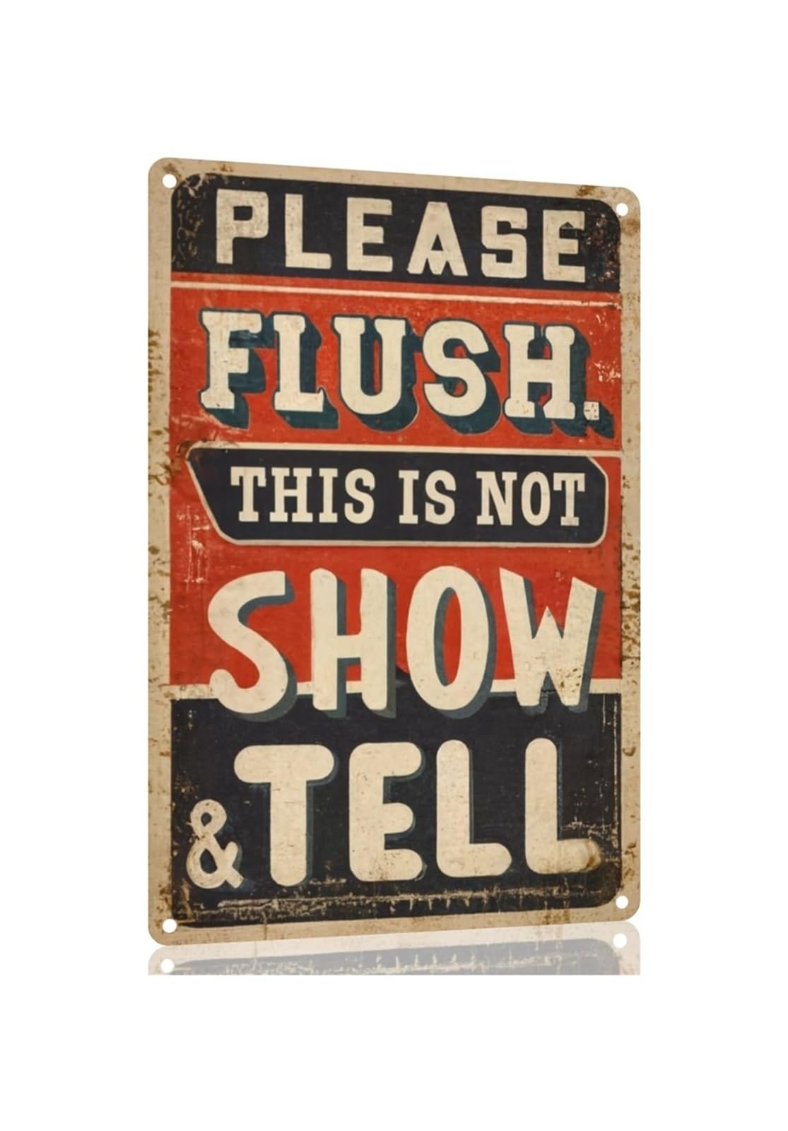 IDGTTLDF Flush Toilet Sign Funny Metal Tin Sign Vintage Retro Bathroom Wall Decor for Home Restroom 8 X 12 inch