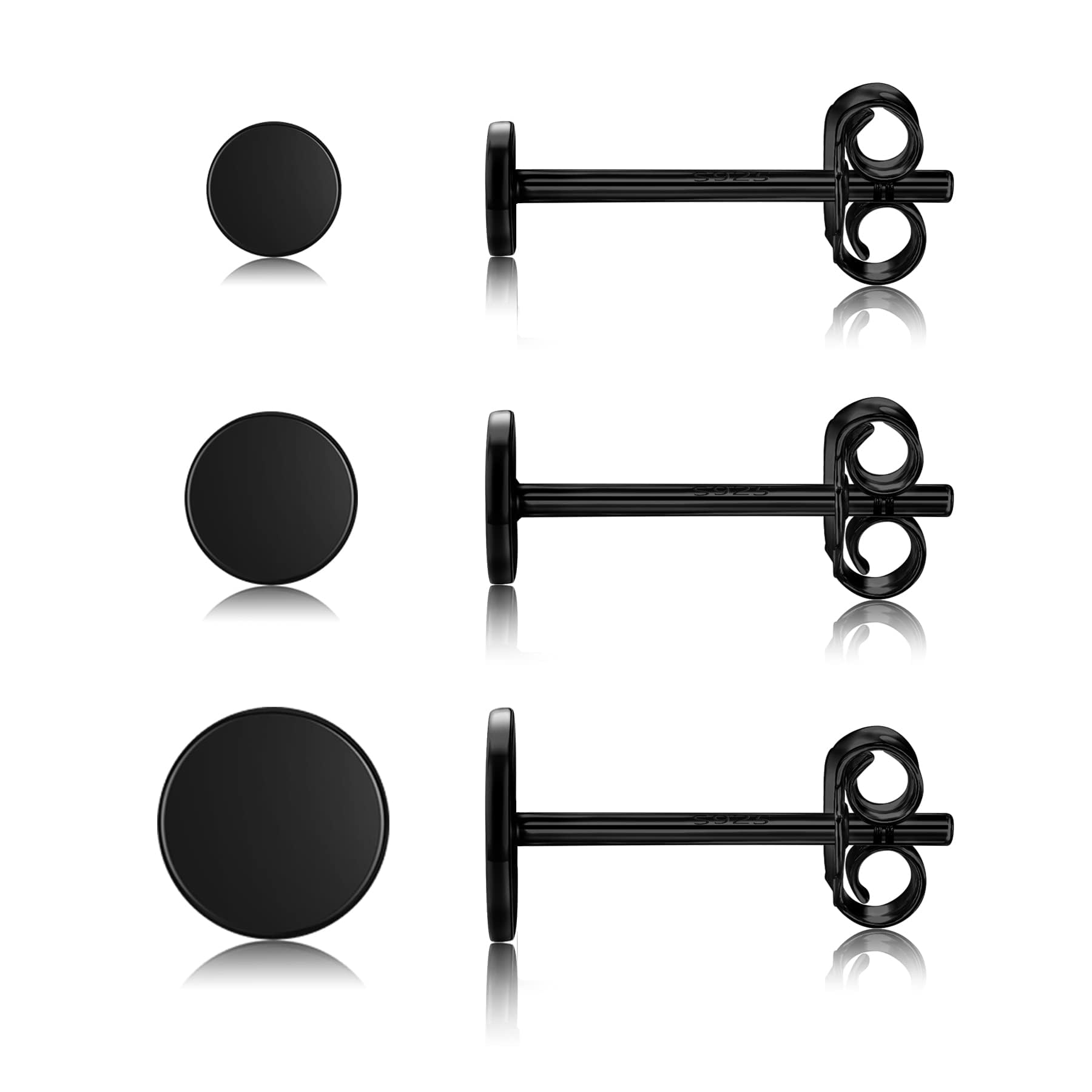 MASOP Sterling Silber Ohrring Set 3mm 4mm 5mm Rund Ohrstecker Gold Silber 925 Set für Damen Herren Mädchen
