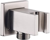 Vista 8 de Codo de suministro de pared con soporte de ducha de mano, conector de manguera de ducha cuadrado de latón de 1/2 pulgada, montaje en pared, salida