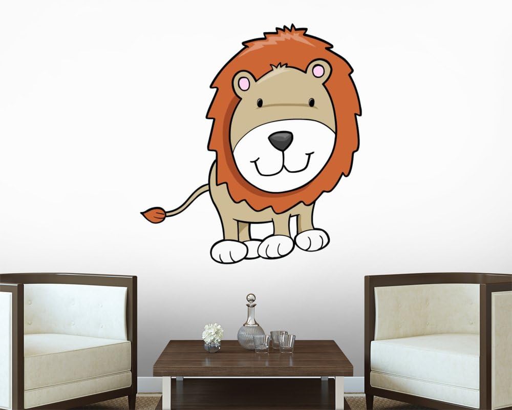 Cute Little Baby Lion - 5 Wall Decal Sticker - 42 Inches H x 32 Inches W - Peel and Stick Removable Graphic