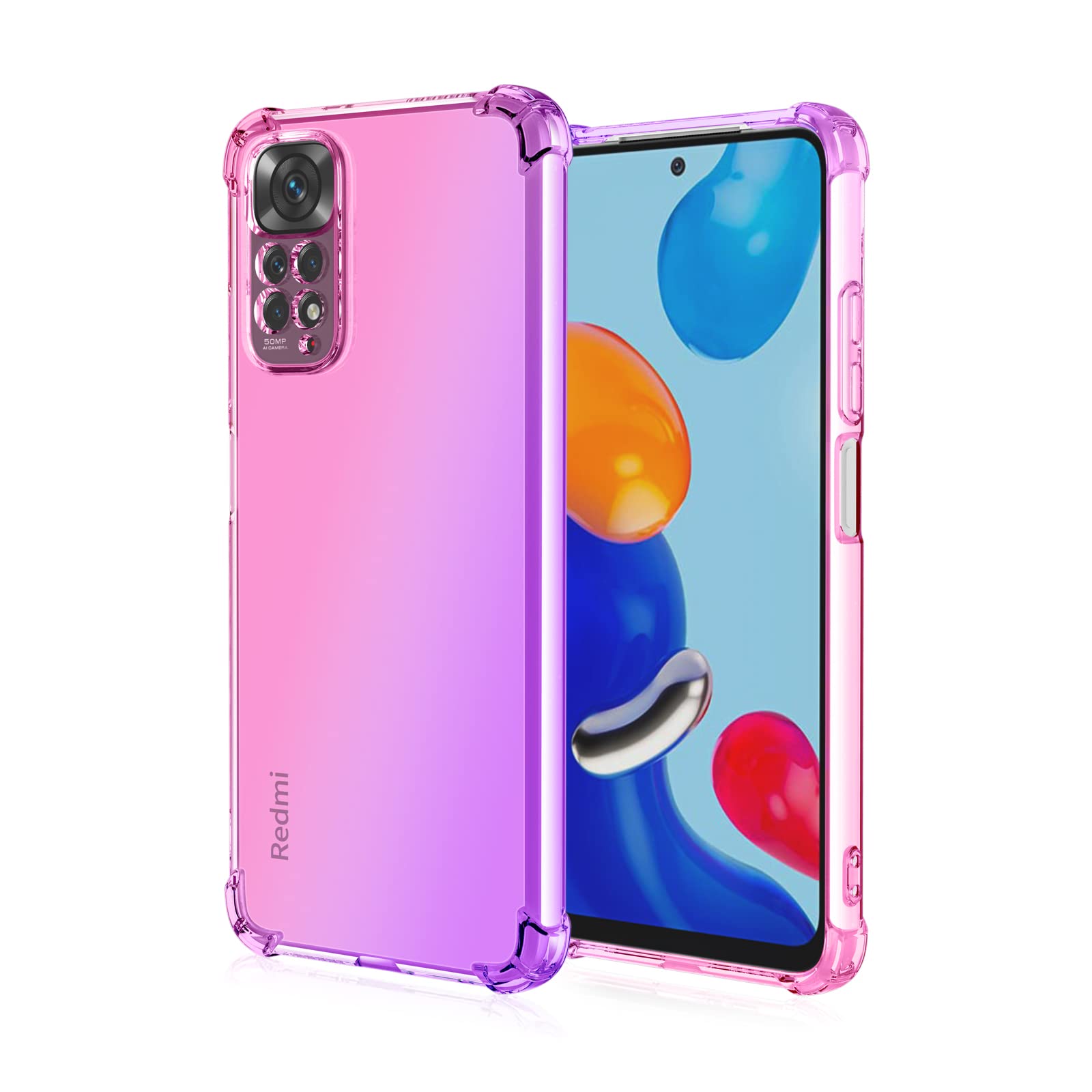 Dedux Cover per Xiaomi Redmi Note 12 PRO 4G, Custodia Trasparente Gradiente Protettivo TPU Case, Ultra Sottile Rinforzo a Quattro Angoli Cover (Viola/Blu