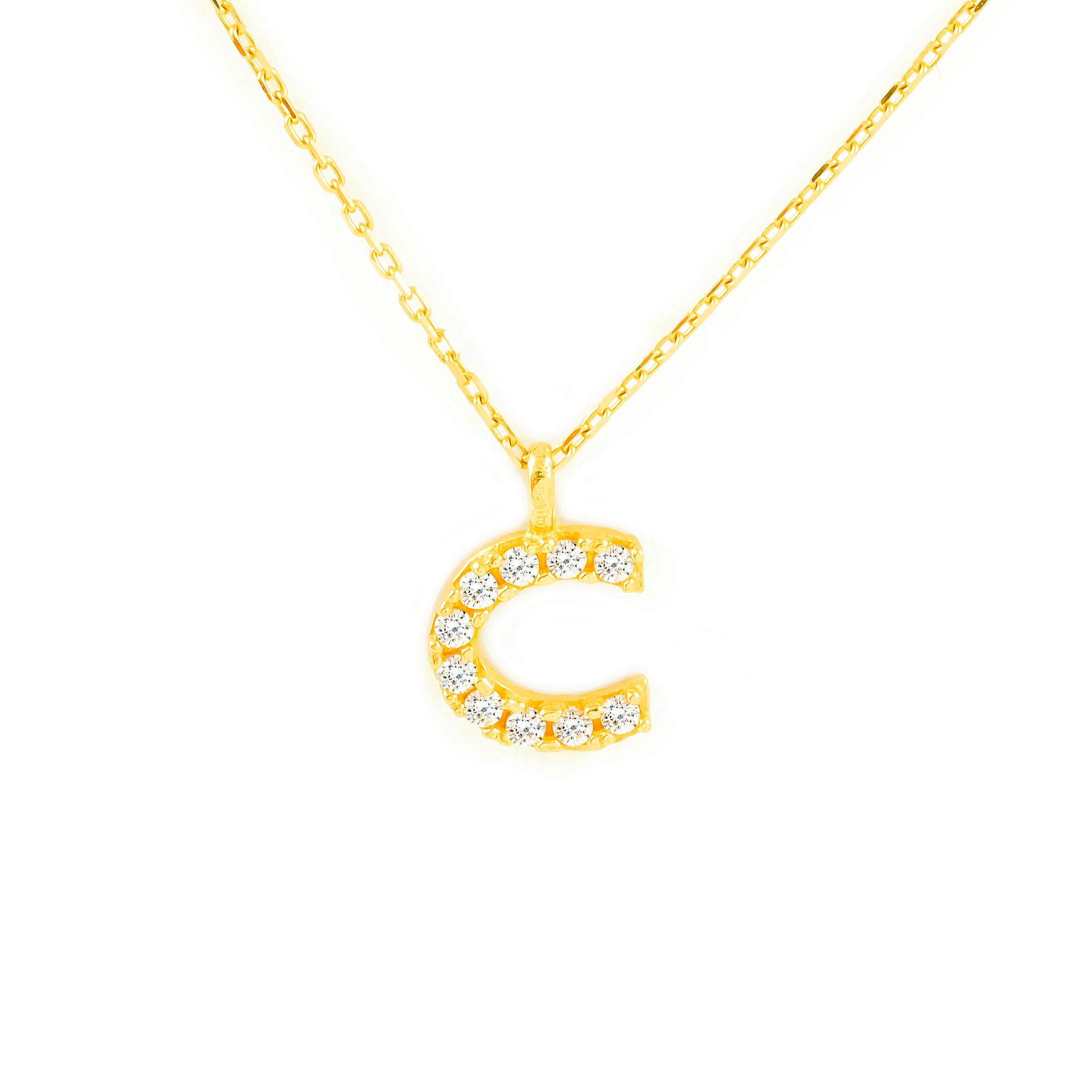 Monde Petit Collar Oro 18 Kilates (18 Kilates (18K)) Inicial Nombre C Circonita - Estuche Regalo - Certificado de Garantía - Estuche Regalo - Certificado de Garantía - Mondepetit