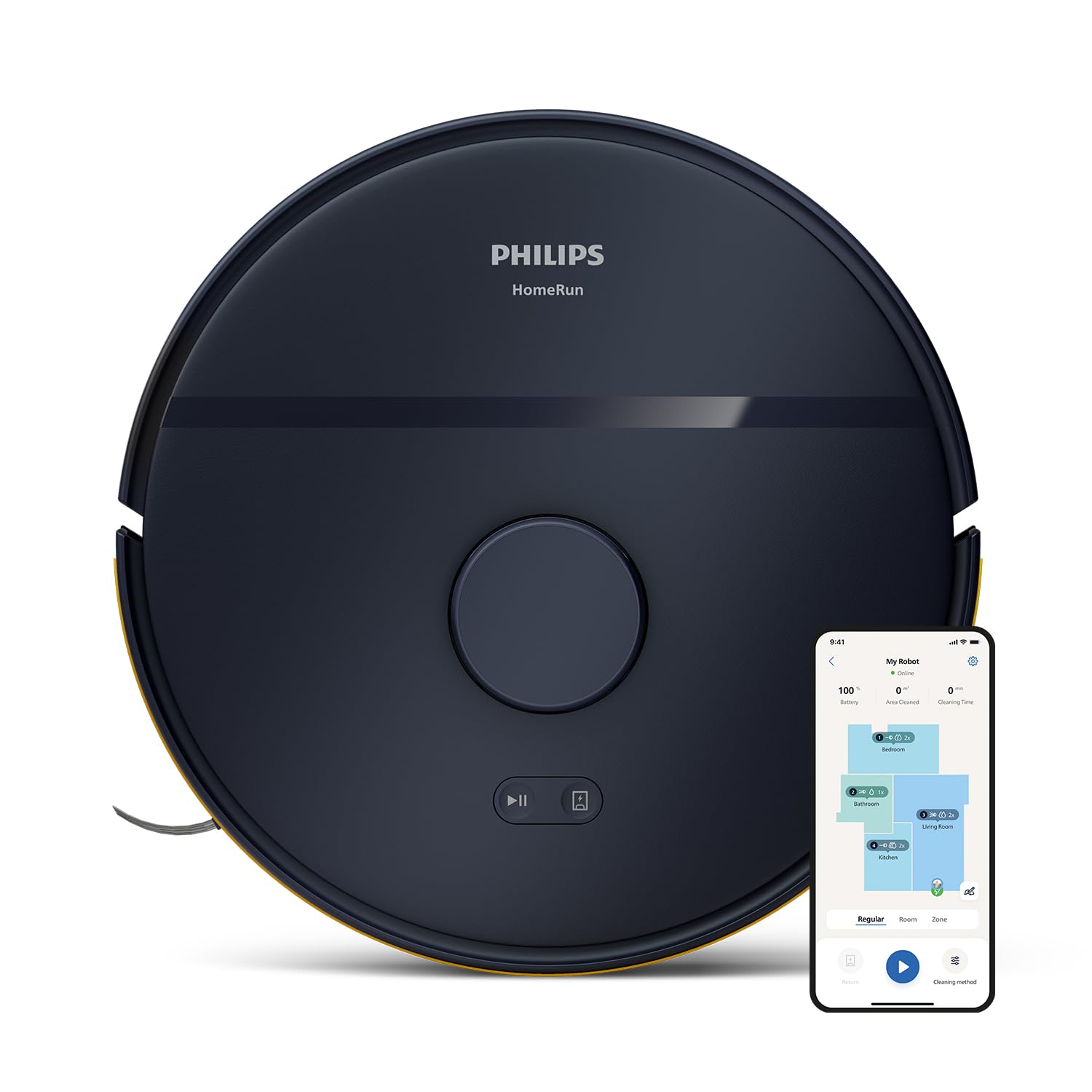 Philips HomeRun 2000 Robot Süpürge ve Paspas - 6000 PA emiş Gücü, Halı Modu, LDS Radar, HomeRun Uygulaması, Koyu Mavi (XU2000/15)