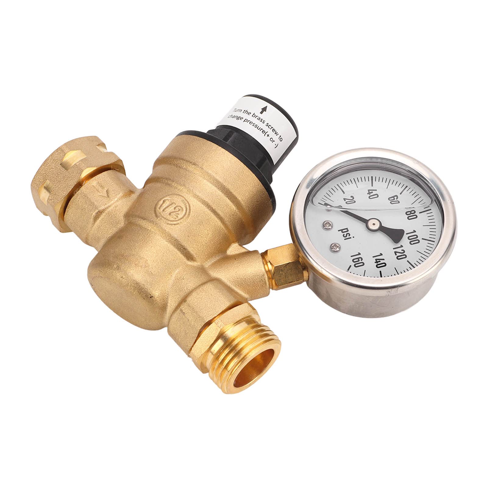 Bediffer Válvula Reguladora de Presión de Agua Ajustable para RV, con Manómetro, Reductor Seguro para Remolques de Acampada, Plomería, Construcción de Metal