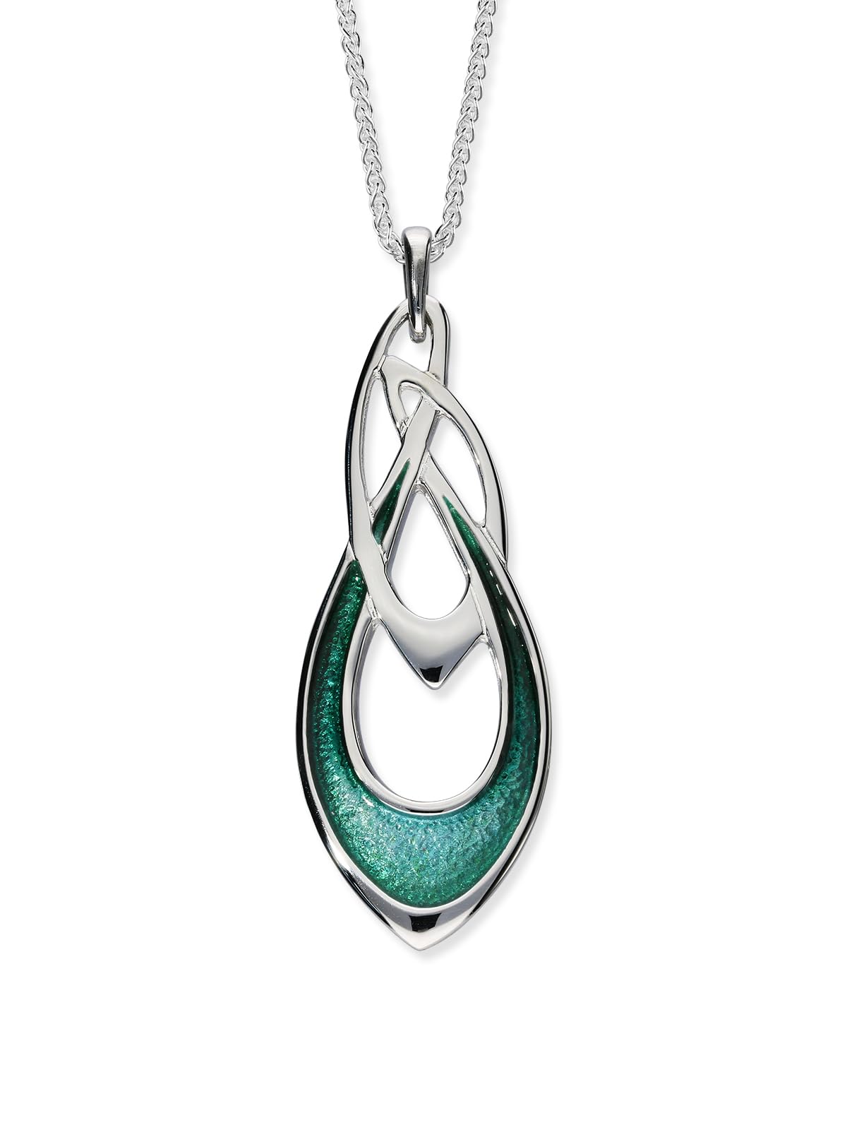 ORTAK 925 Sterling Silver Handmade Pendant Necklace | Archibald Knox Design | Art Nouveau Movement Inspired | Hot Glass Hand Enamel In Prairie/Meadow Colourways | Fine Jewellery | Made In UK