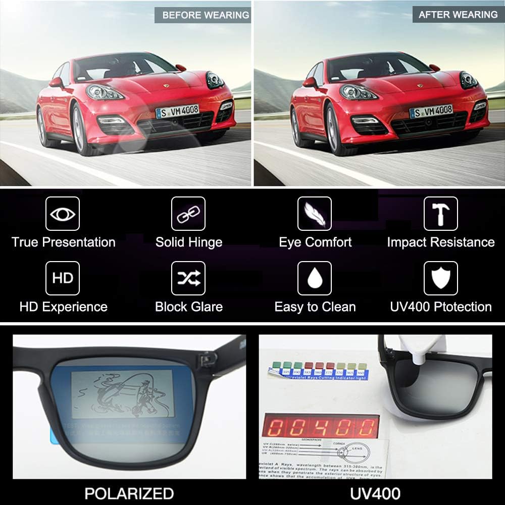 Retro Polarized Sunglasses for Men and Women Classic Vintage Square Sun Glasses UV400 Protection D918 - Image 5