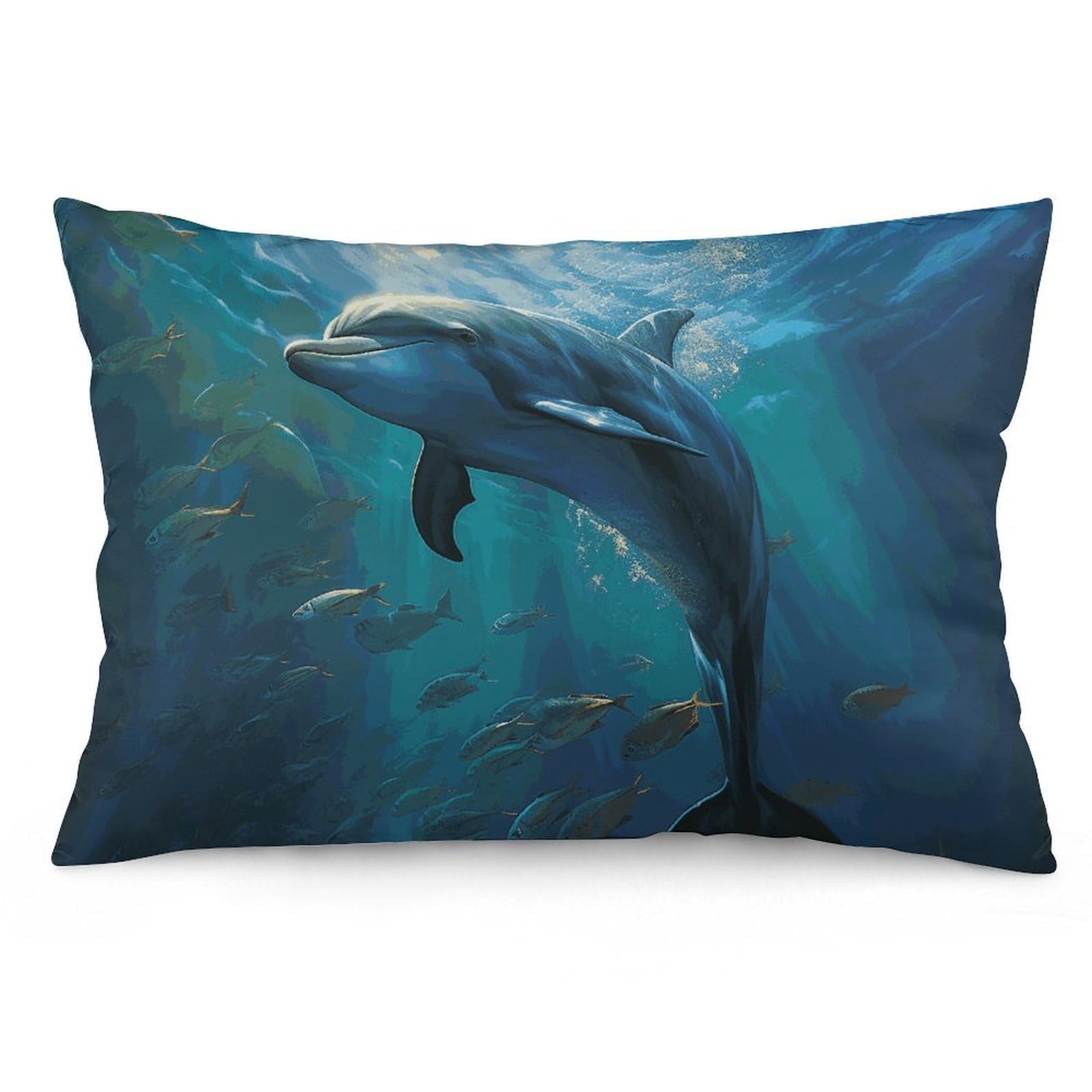 NTVOWPZO 2 Pack Decoration Throw Pillow Covers 16 "x24 Pillowcases Covers Dolphin in The Deep Ocean Pillowcases Modern Farmhouse Home Decor Sofa Cushions Covers for Couch Bed Living Room
