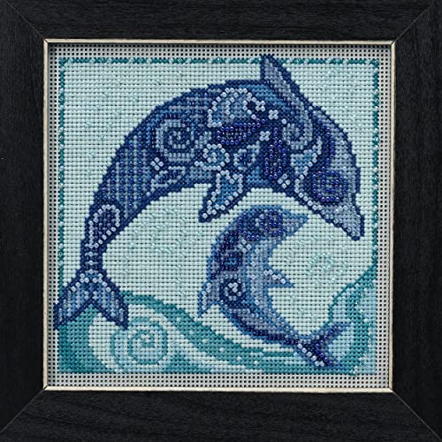 Image of Mill Hill Dolphin Beaded Counted Cross Stitch Kit 2022 Marine Life Quartet Collection MH172213