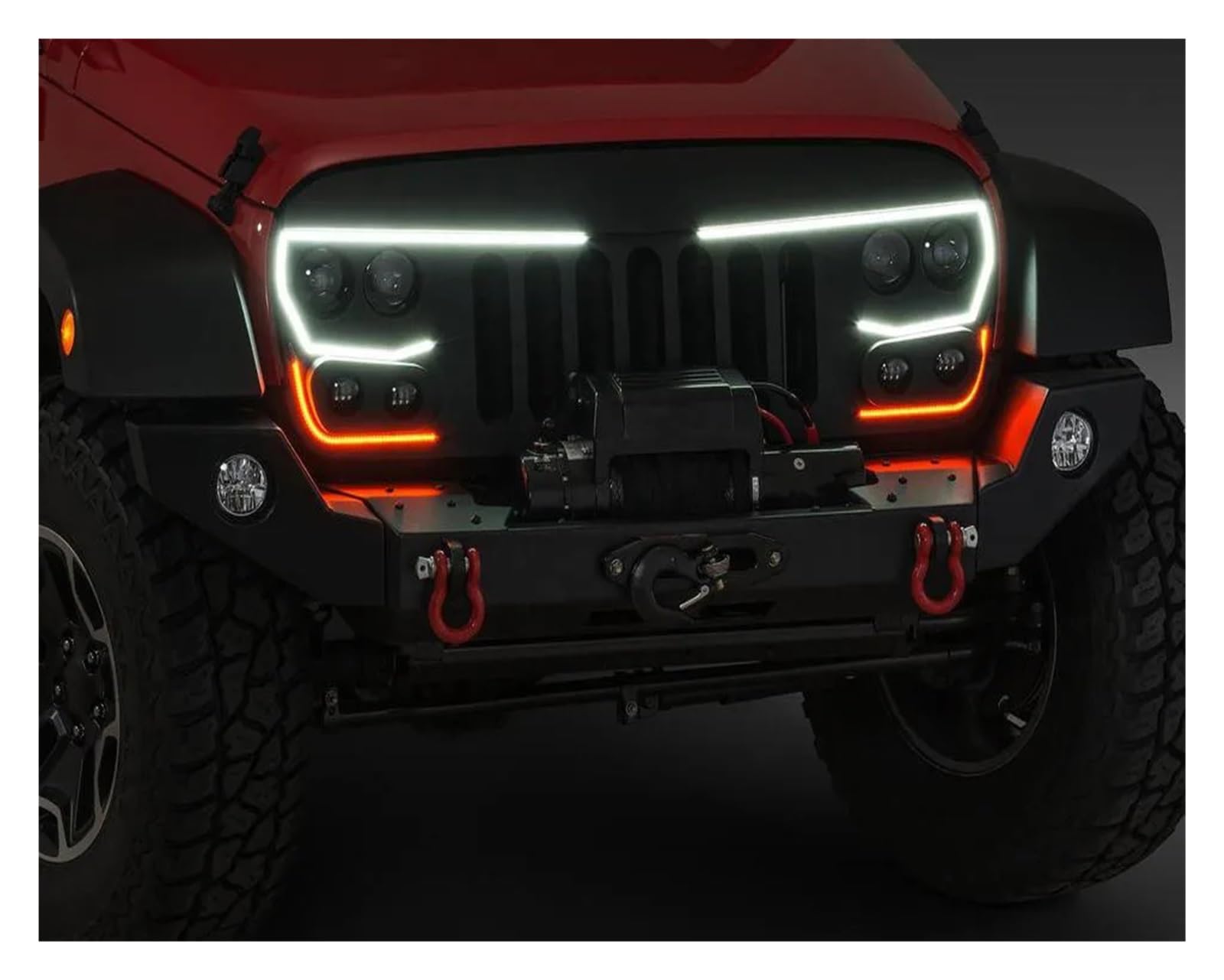 Radiateur Auto Grilles pour Jeep pour Wrangler JK 2007-2017 Racing Grill Grille Capot ABS Noir Mat Pièces Automobiles Grilles Pare-Chocs Avant Maille avec Garniture Lumières Calandres Avant