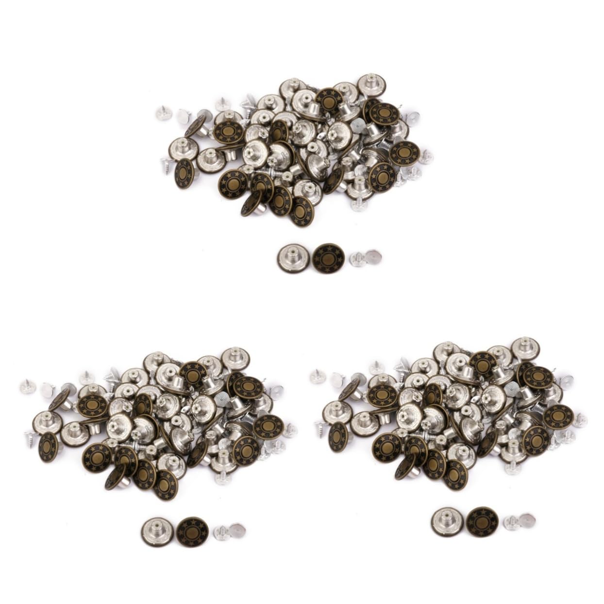 EXCEART 3 Set Da 17 Mm A Forma Di Stella Per Jeans Bottoni in Ottone Kit Di Fissaggio Verde Facili Da Installare Martello Per Lavori Di Cucito E Artigianato 50 Pezzi*3