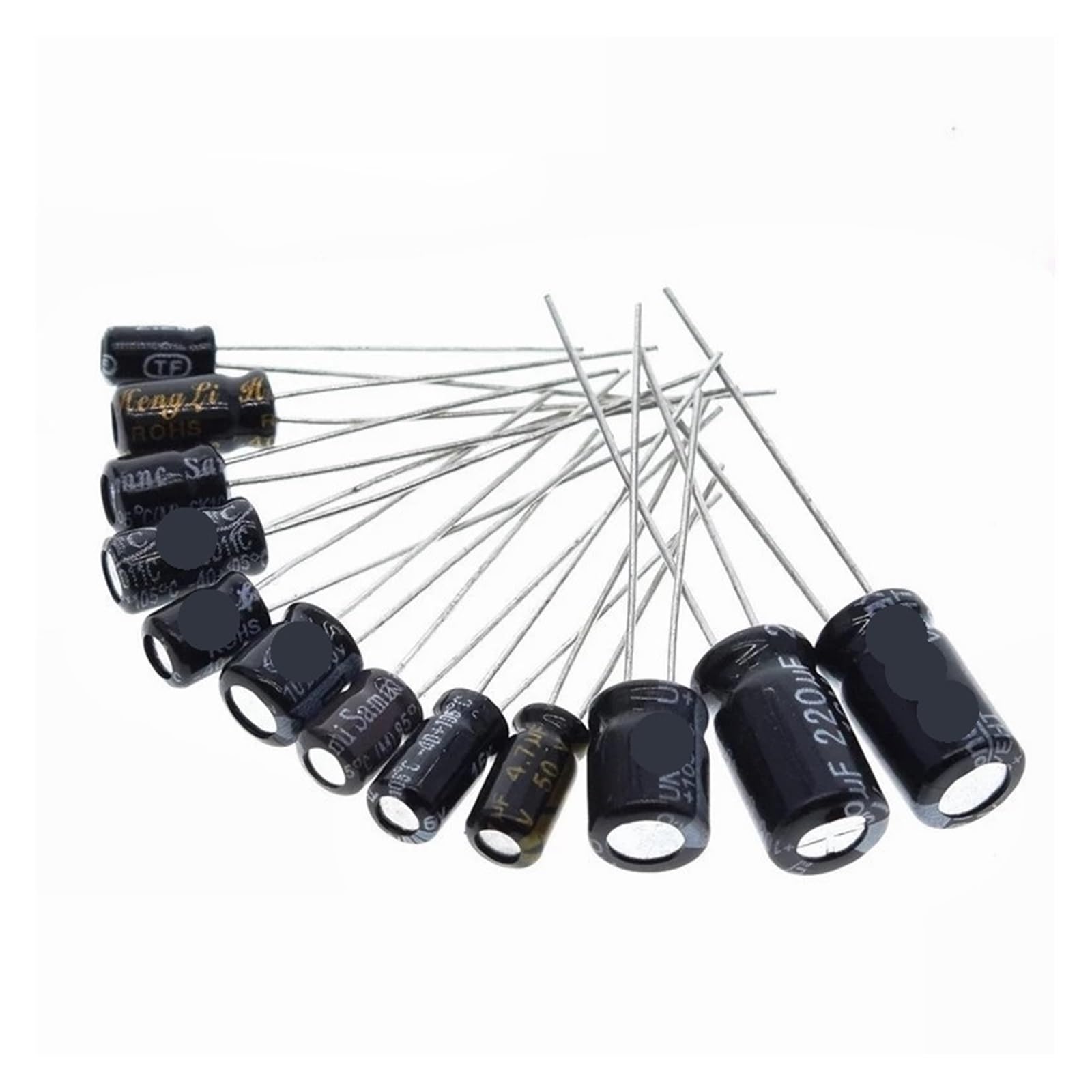 ICXLPMC 120pcs 12 value kit 1uF-470uF Electrolytic Capacitor Package 1UF 2.2UF 3.3UF 4.7UF 10UF 22UF 33UF 47UF 100UF 220UF