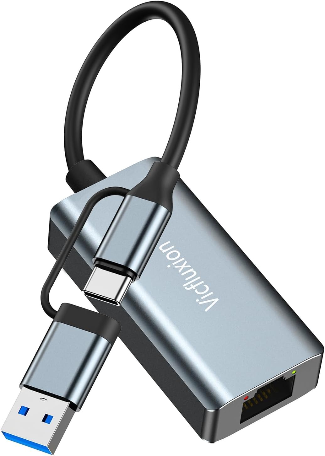 USB C to Ethernet Adapter 2.5Gbps, 2-in-1 USB 3.0 & USB-C to RJ45 Network Adapter, 2500Mbps Gigabit LAN Converter with Aluminum Shell, Plug and Play for NAS, MacBook Pro/Air, XPS/Windows/Mac OS/Linux