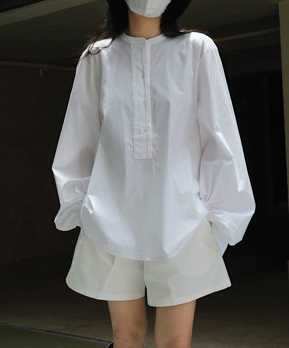 BROLEO Oberteile Damen,Damen-Leinenbluse, Übergroß, Sommer, Weiß, Hoher Saum, Fledermaus-Langarmshirt, Rundhals-Tops, Elegante Bluse, T-Shirt-Jacke, Lockere Bluse, Tunika, Sweatshirt-Tops Für Damen