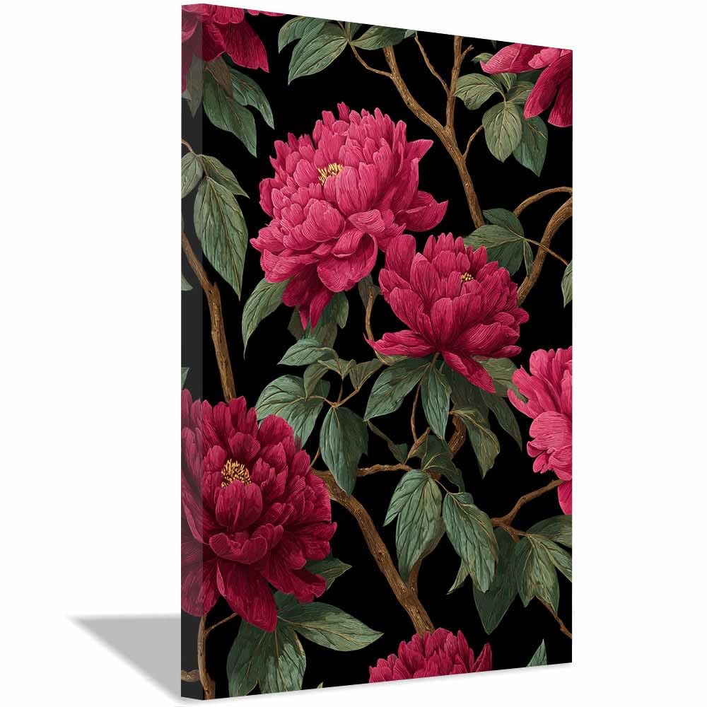 Xeniou Multicolor Flower Canvas Wall Art Reds Peony Floral Art Canvas Wall Art, For Bedroom Office Home Decorations(Multicolor)-70X100cm Framed