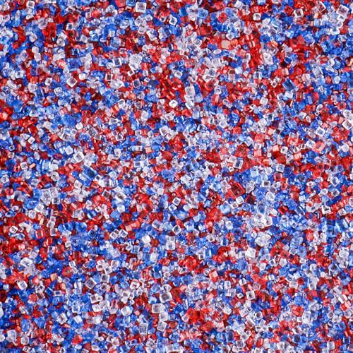 Image of 4th of July Sanding Sugar Sprinkles, 4.6 oz Edible Red White and Blue Sparkling Sugar Crystals for Baking Topping, Cupcake, Cookie, Ice Cream & Cake Decorating, Patriotic Party Holiday Supplies
