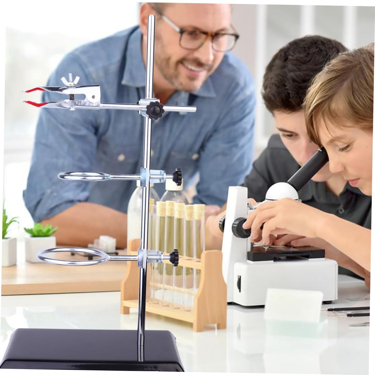 Alipis Metall-laborstativ Aus Eisen Ringklemme Und Trichterhalter Stabiles Tischstativ Mit Klemmen Für Chemielabor Reagenzglas-klemmenständer Und Laborstützringe