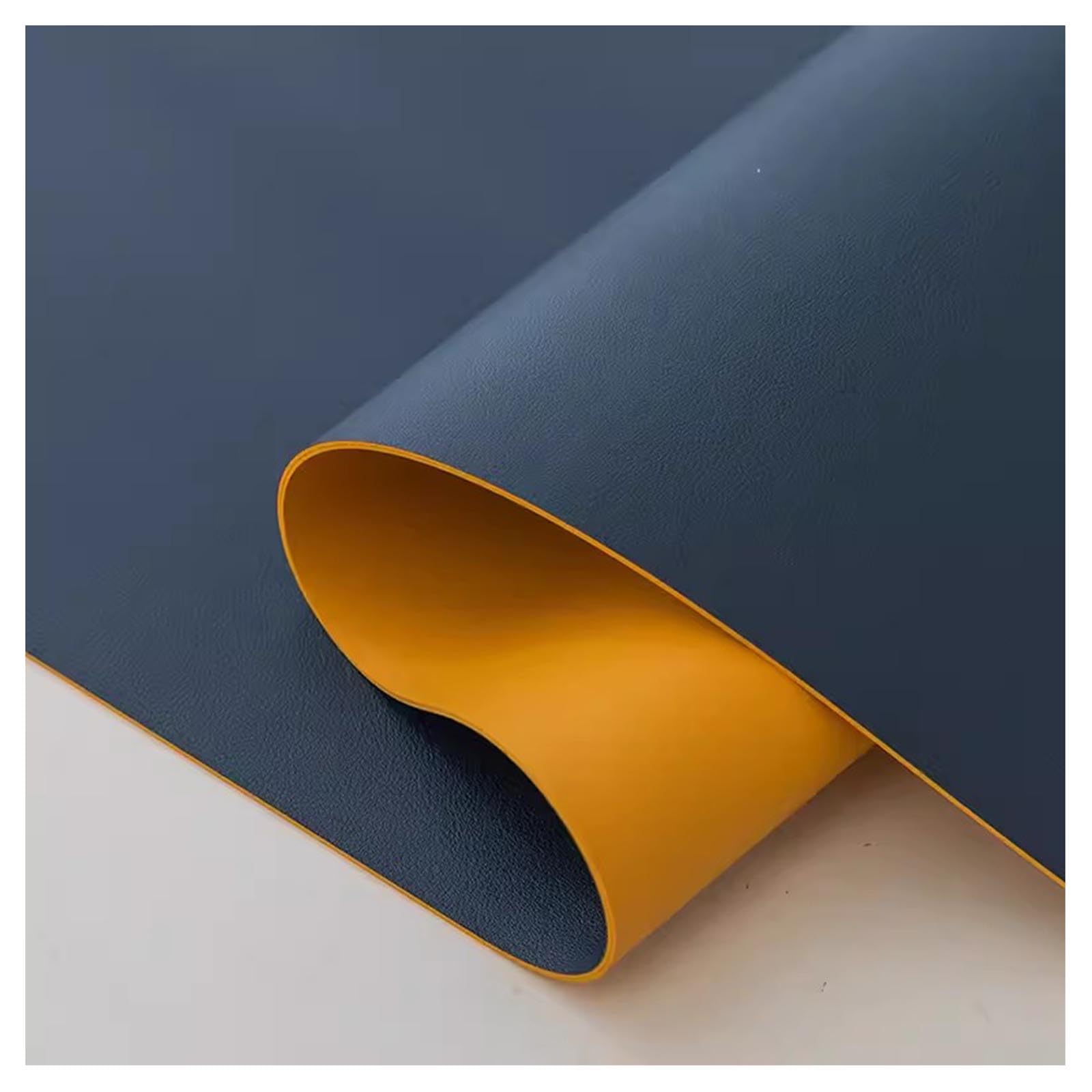 Nappe table ronde en cuir imperméable bicolore bleu et jaune de 50 cm