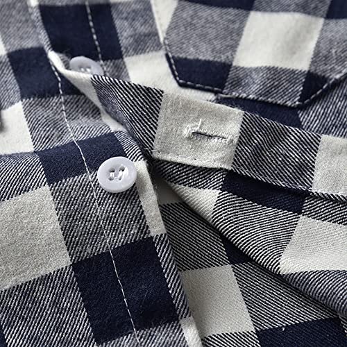 Toddler Baby Boy Girl Hooded Coat Outwear Long Sleeve Button Down Plaid Shirts Casual Jacket (Dark Blue, 2-3 Years)3