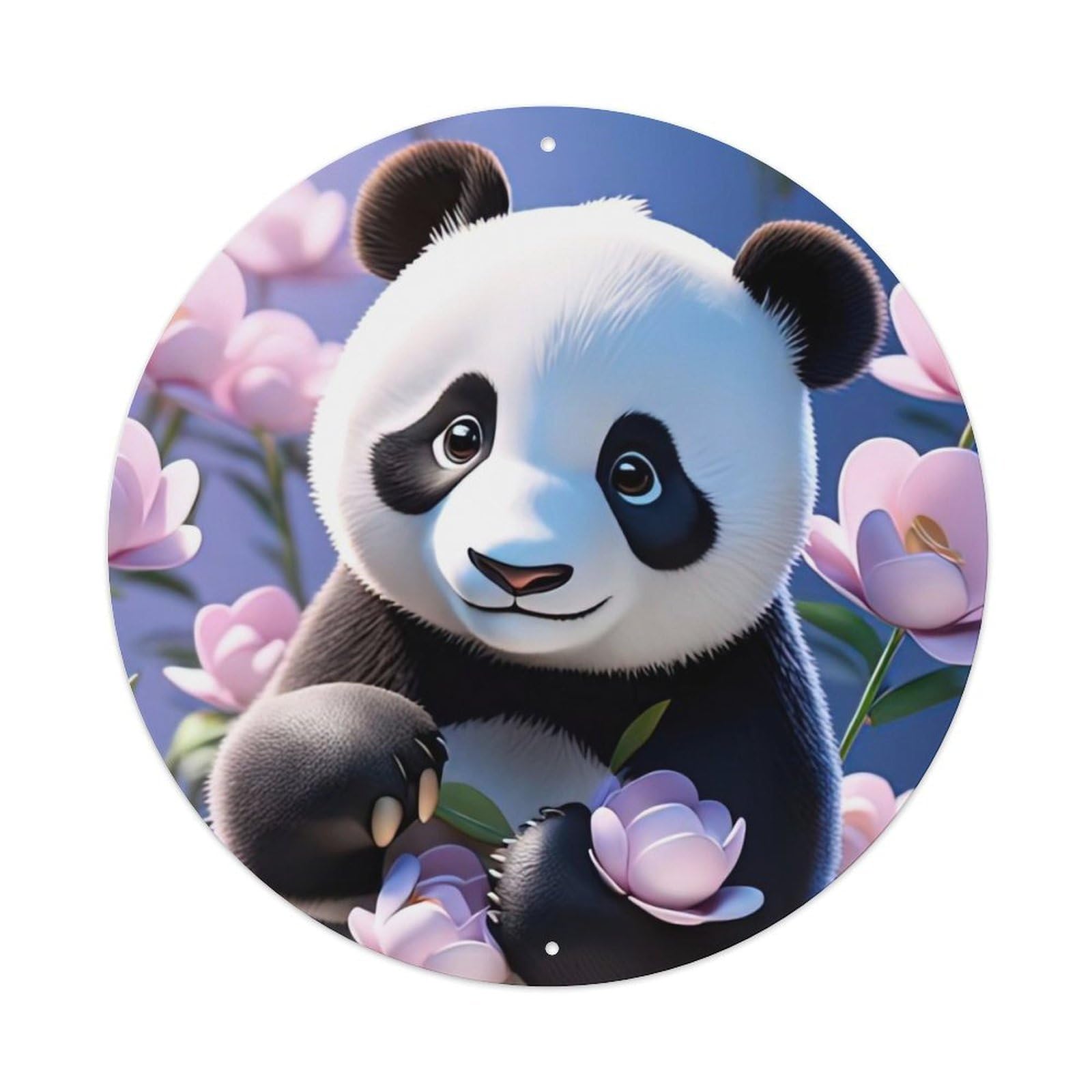 Animal Cute Panda Playing Snow Artwork Metal Tin Sign