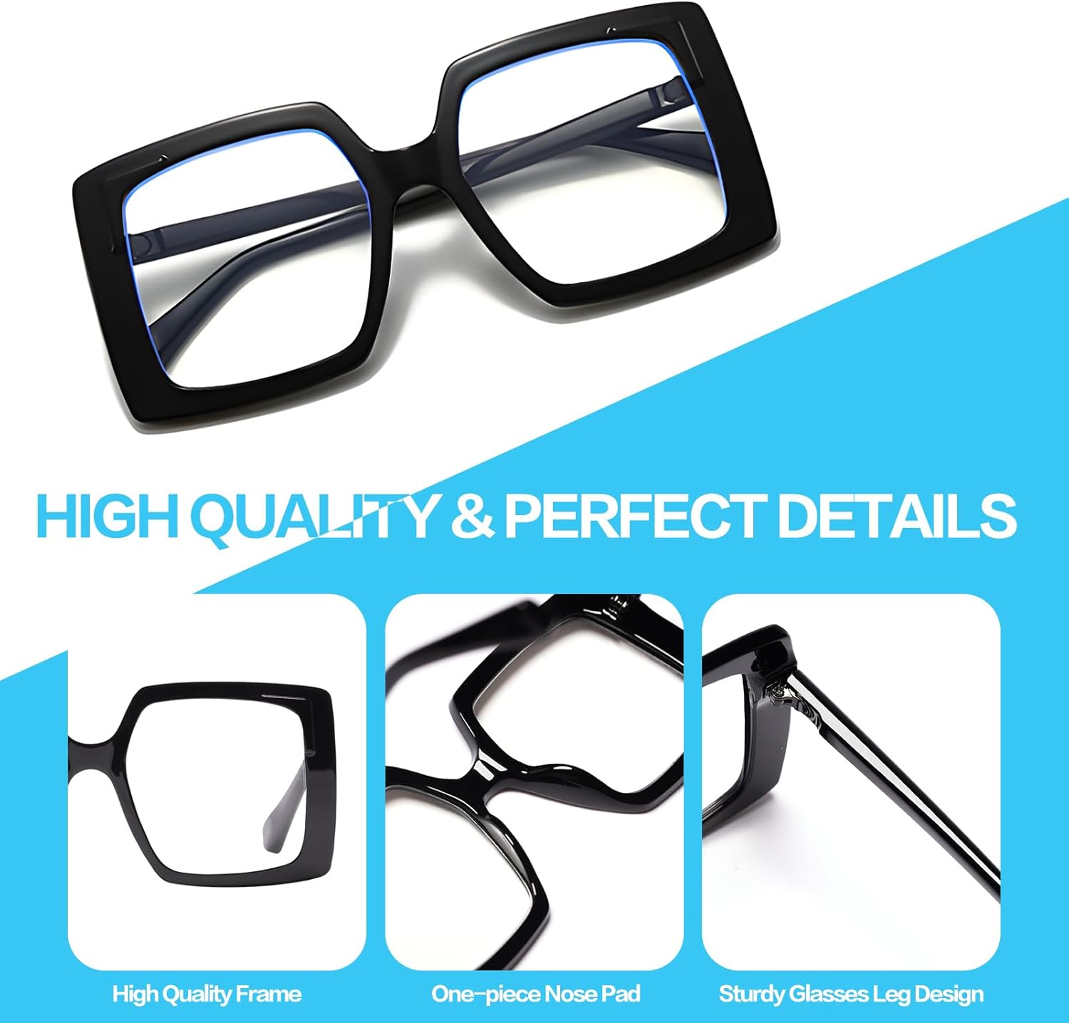 Fashion Oversized Square Reading Glasses for Women, Large Frame Blue Light Blocking Reader for Big Head and Big Face - Image 3