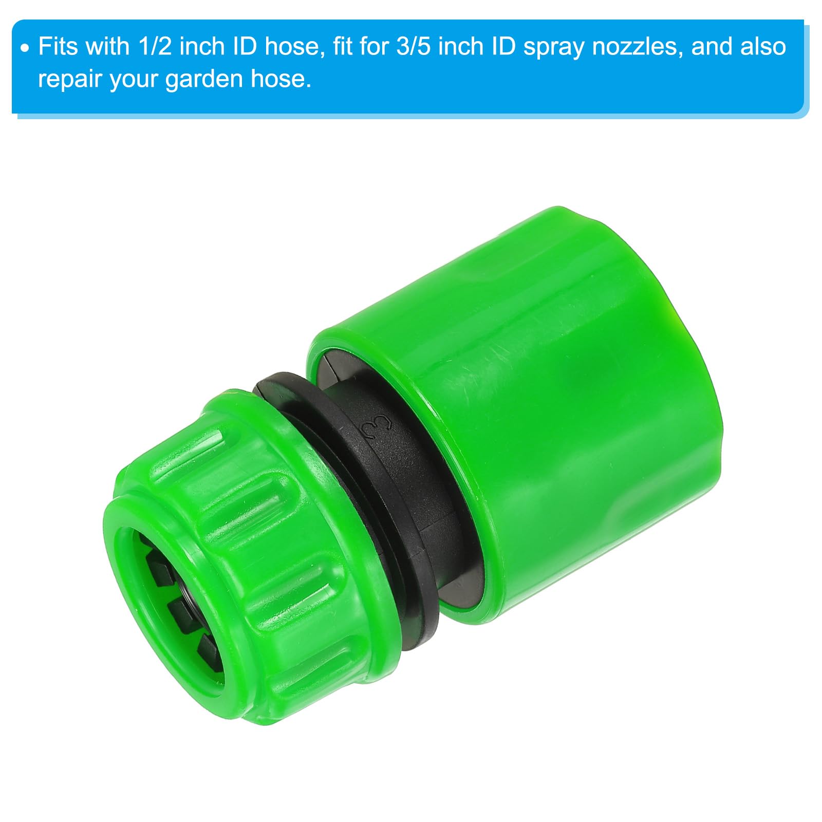 PATIKIL 1/2" Garden Hose Quick Connector Repair Extender, 16 Pcs Plastic Garden Water Hose Connectors Fittings Leakproof Design, Green - Image 3