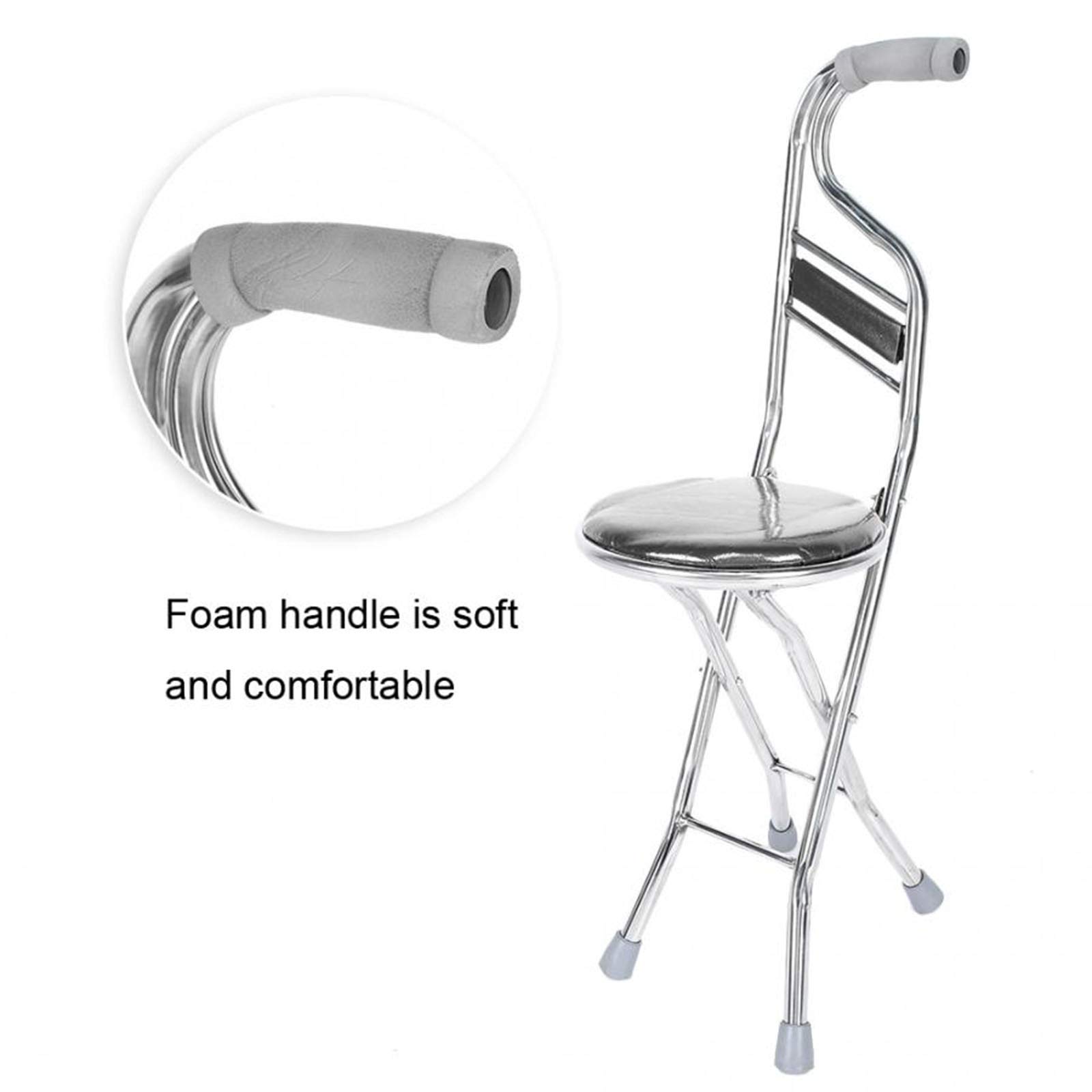 Bastón plegable con asiento, asientos para caminar de golf, taburete portátil de cuatro patas para viajes, senderismo, silla, ayuda para el cuidado de ancianos, fácil de transportar para diversos us