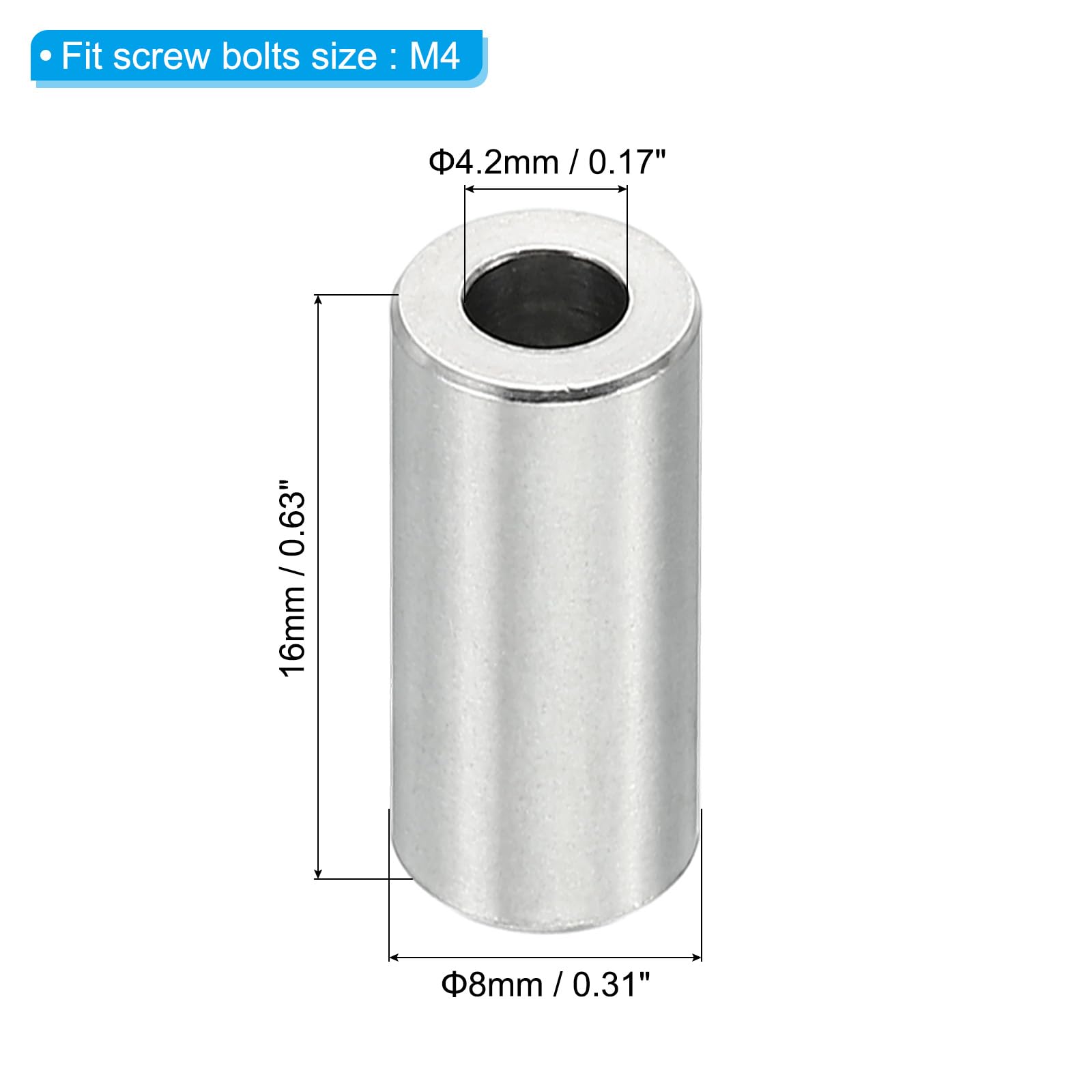 Distanziali M3 In Acciaio Inox | 5 Pezzi | 3.1x6x3 Mm | Per Viti 1/8" E M3