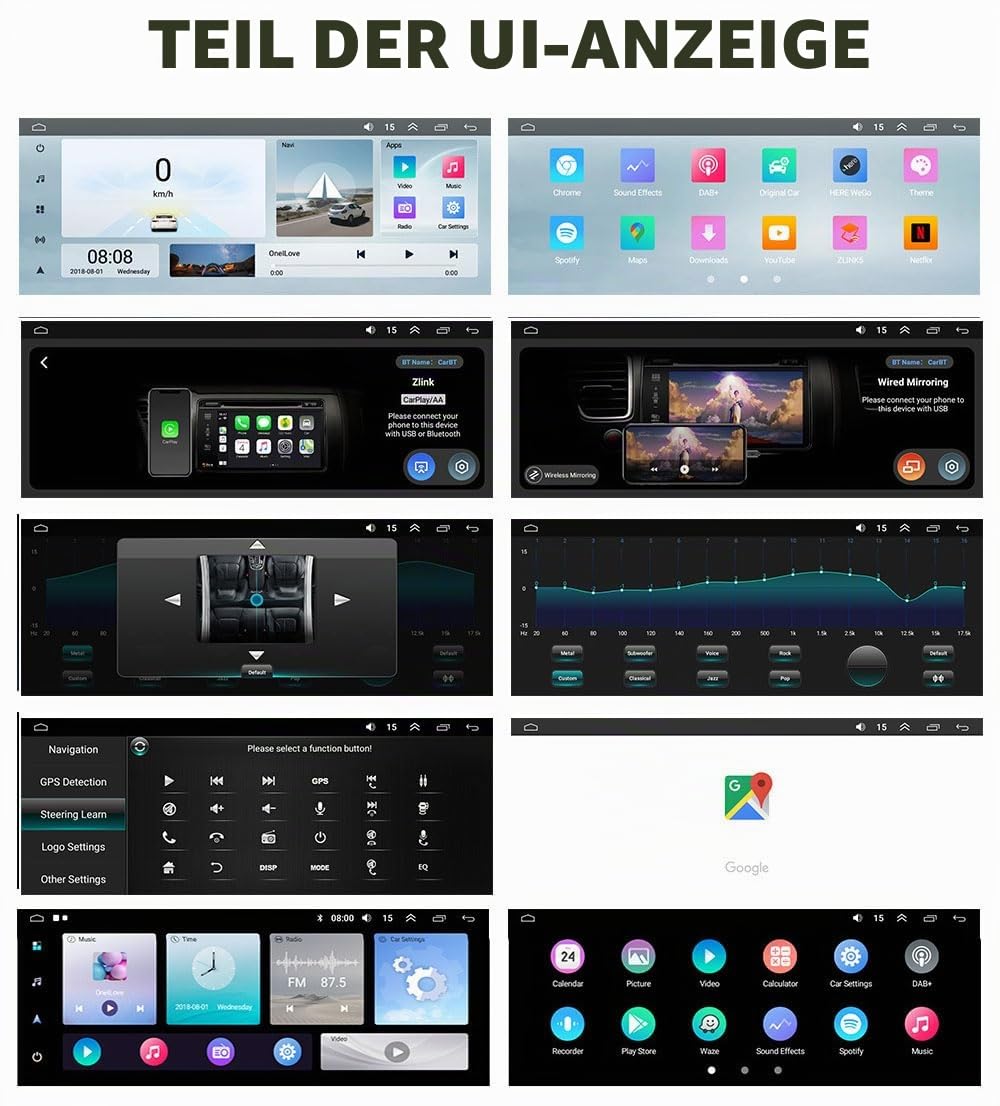 Android Autoradio Mit GPS Navigation HD Bildschirm Touch Display mit Carplay Canbus Auto Radio Ersatz für Audi Q3 A1 8X 8U 2011-2018, 8U1035670D 8XA035193A
