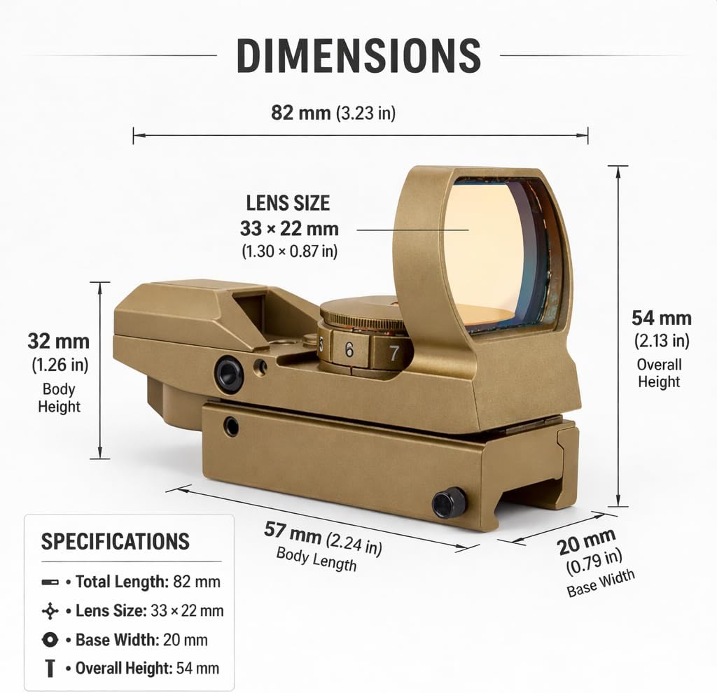 Gotical Saddle Scope Mount - Reflex Sight Red Green Reticles with Weaver Picatinny Rail Mount