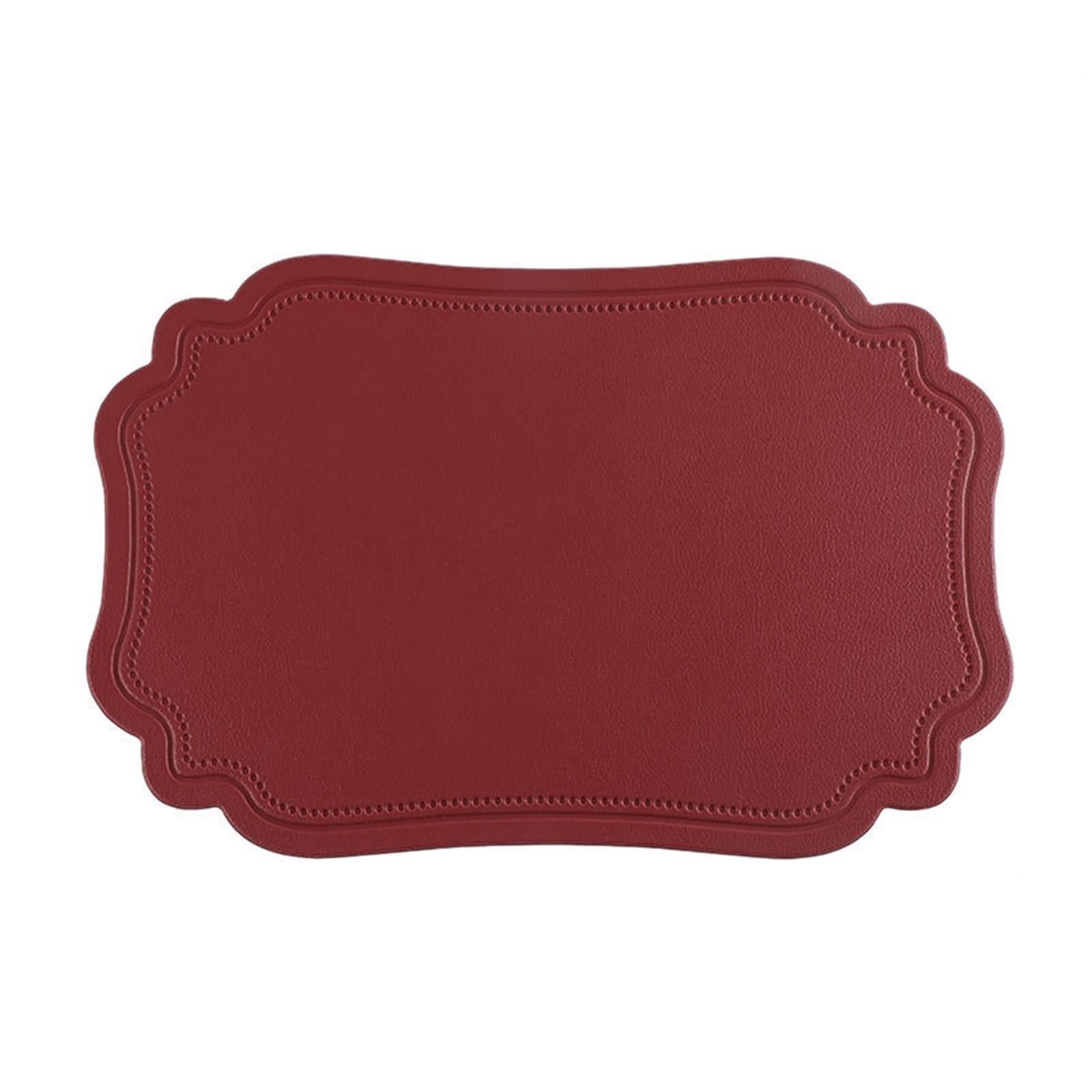 Placemats for Dining Table 30 x 45 cm, mantel de 4 personas, color liso, irregular de piel, PVC, color rojo