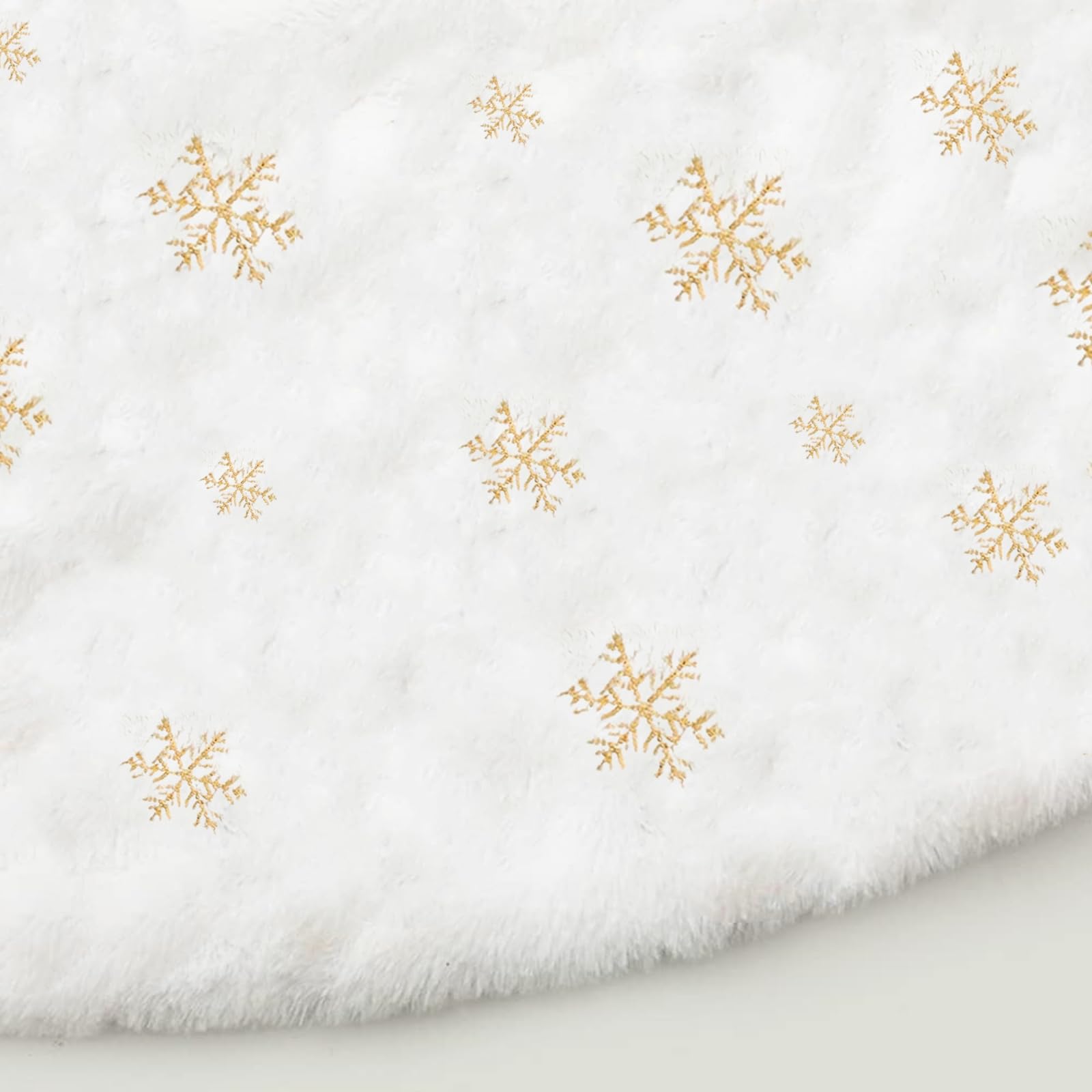 Jupe pour Sapin de Noël Or 90cm Blanche Flocon de Neige