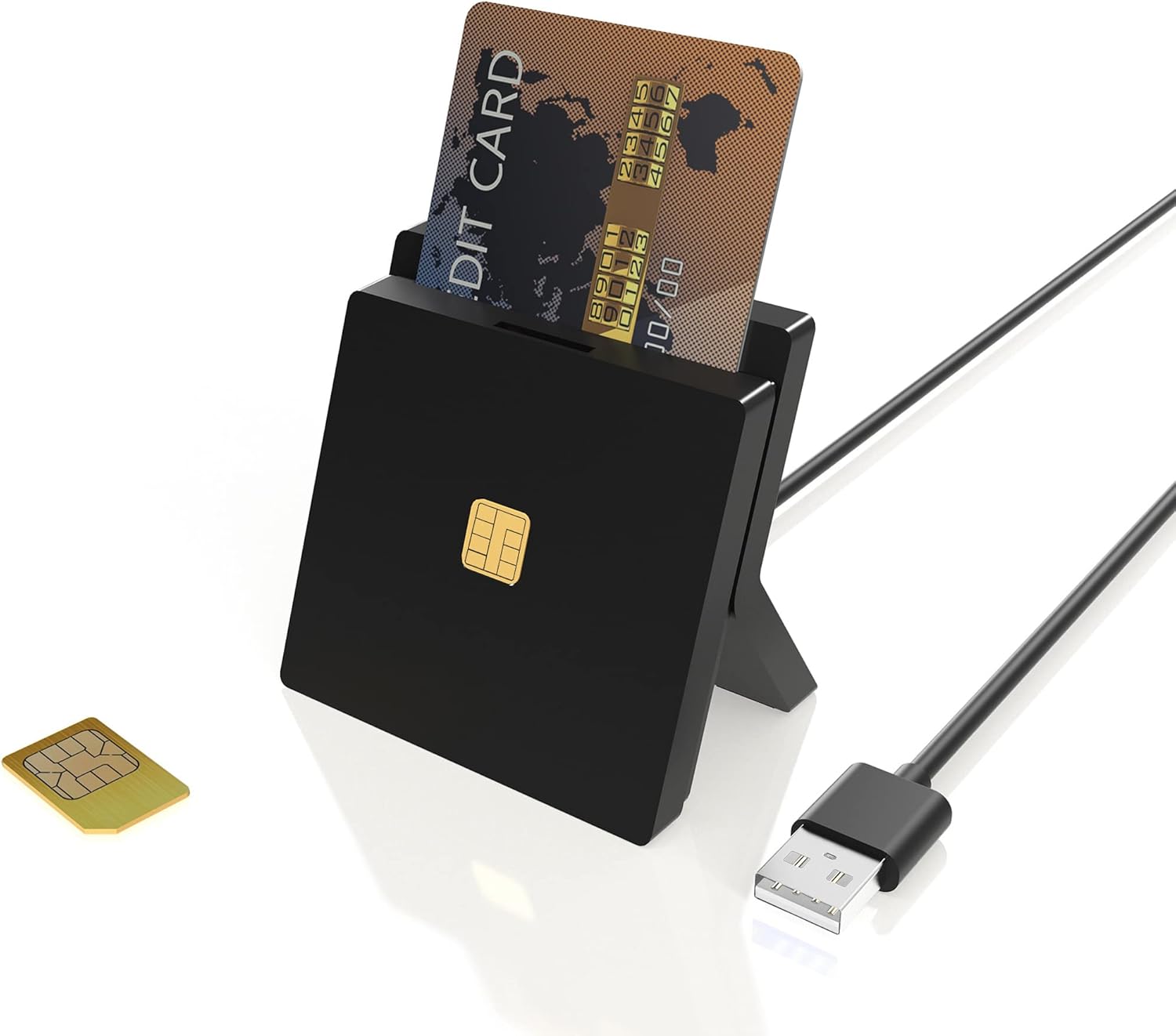 Lector dnie Electronico, Lector Tarjetas SIM, Lector de Tarjetas Inteligentes de Doble Ranura para DOD Militar Common Access CAC/SIM/ID/IC Bank/Chip Card (E-Tax), Compatible con Windows/Vista/M acOS