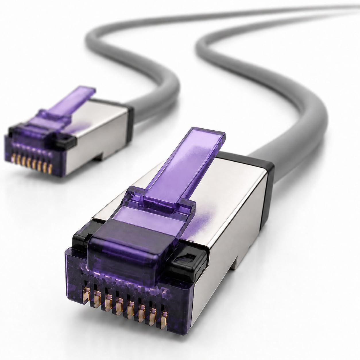 1aTTack.de - 7,5m - 1 Stück CAT6a Netzwerkkabel RJ45 LAN Kabel Ethernet Patchkabel S/FTP PiMF 10 Gbit/s 500 MHz Superflex Soft-PVC Gigabit kompatibel Cat7 Cat6 Cat5e grau