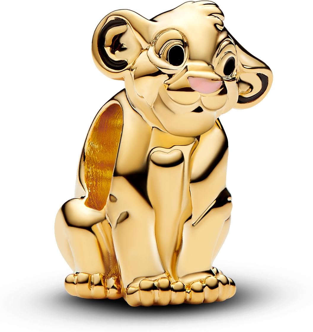 Pandora Disney The Lion King Simba 14k gold-plated charm with black and pink enamel