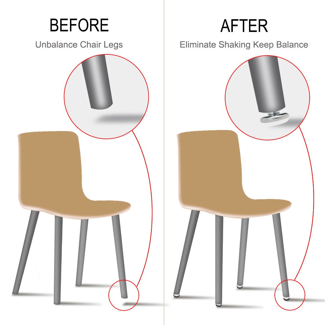 uxcell M8 x 13 x 30mm Screw on Furniture Glide Leveling Feet Adjustable Leveler Pad for Chair Industrial — view 5