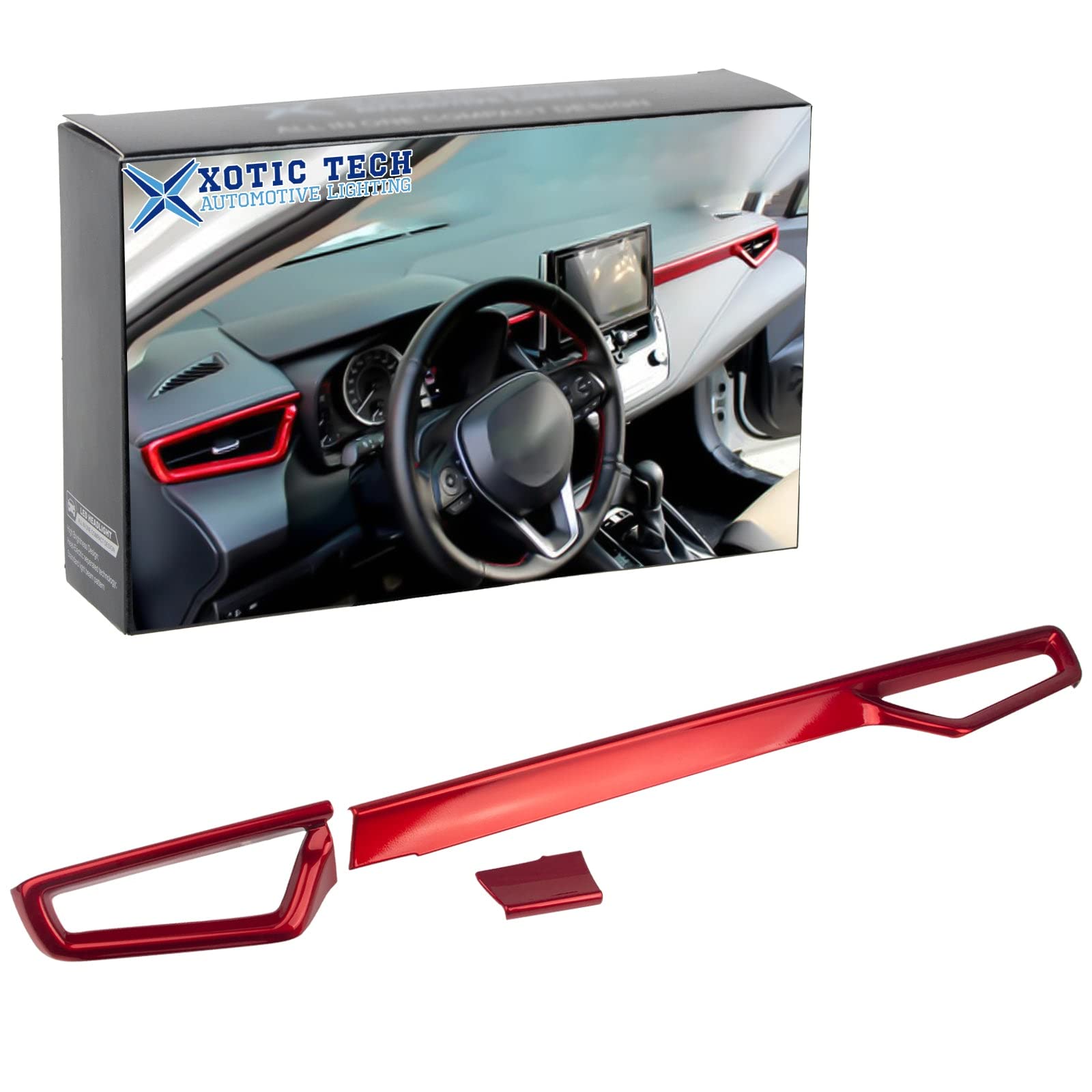 Xotic Tech 3X Side Screen Dash Board AC Air Conditioning Outlet Cover Trim Decoration Panel Frame Compatible with Toyota Corolla 2020-2023 Corolla Cross(Sporty Red)