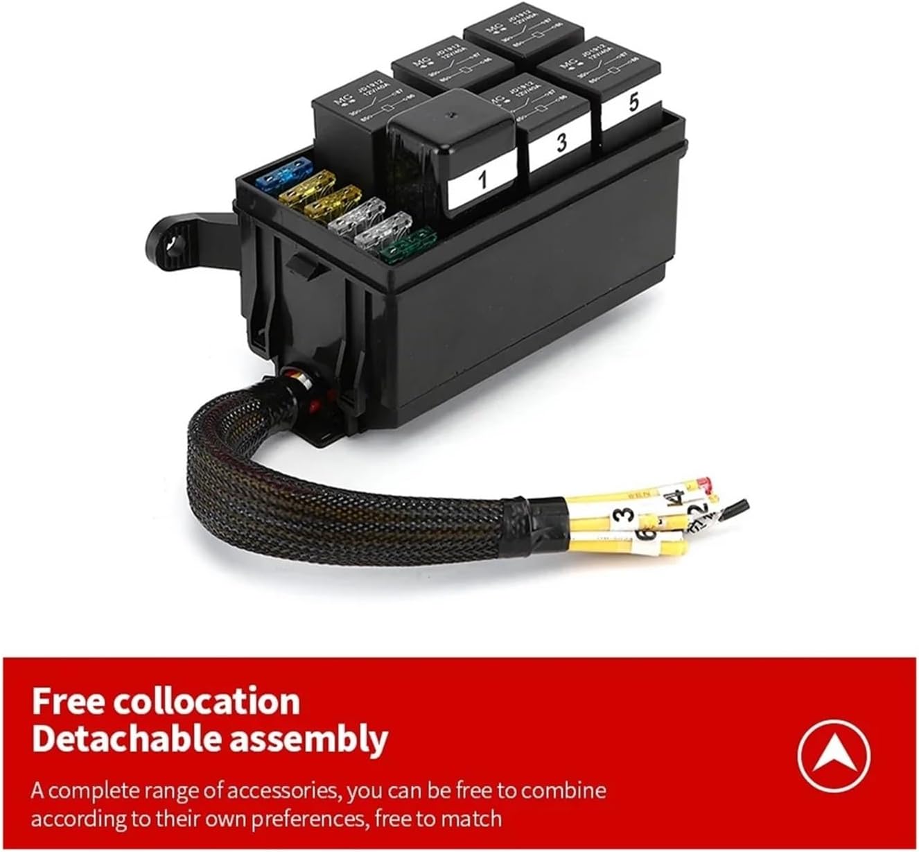 Car Fused Car 12V/24V Box 6 Slots Block Way ATC/ATO Fuse With 6pcs Relays Kit Replacement