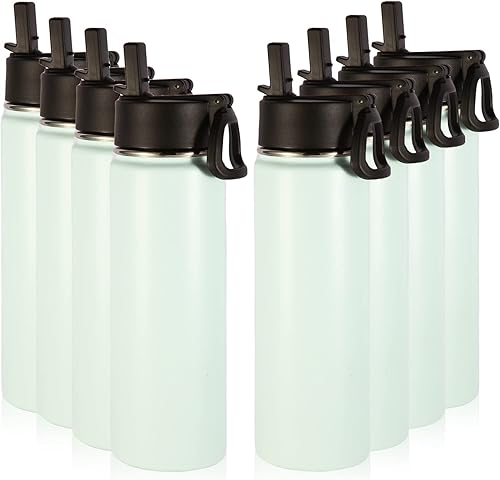 Miniatura 13 de Volhoply Botellas de agua aisladas de 22 onzas con tapa con popote, botella deportiva de acero inoxidable con asa, tazas de agua de metal al vacío