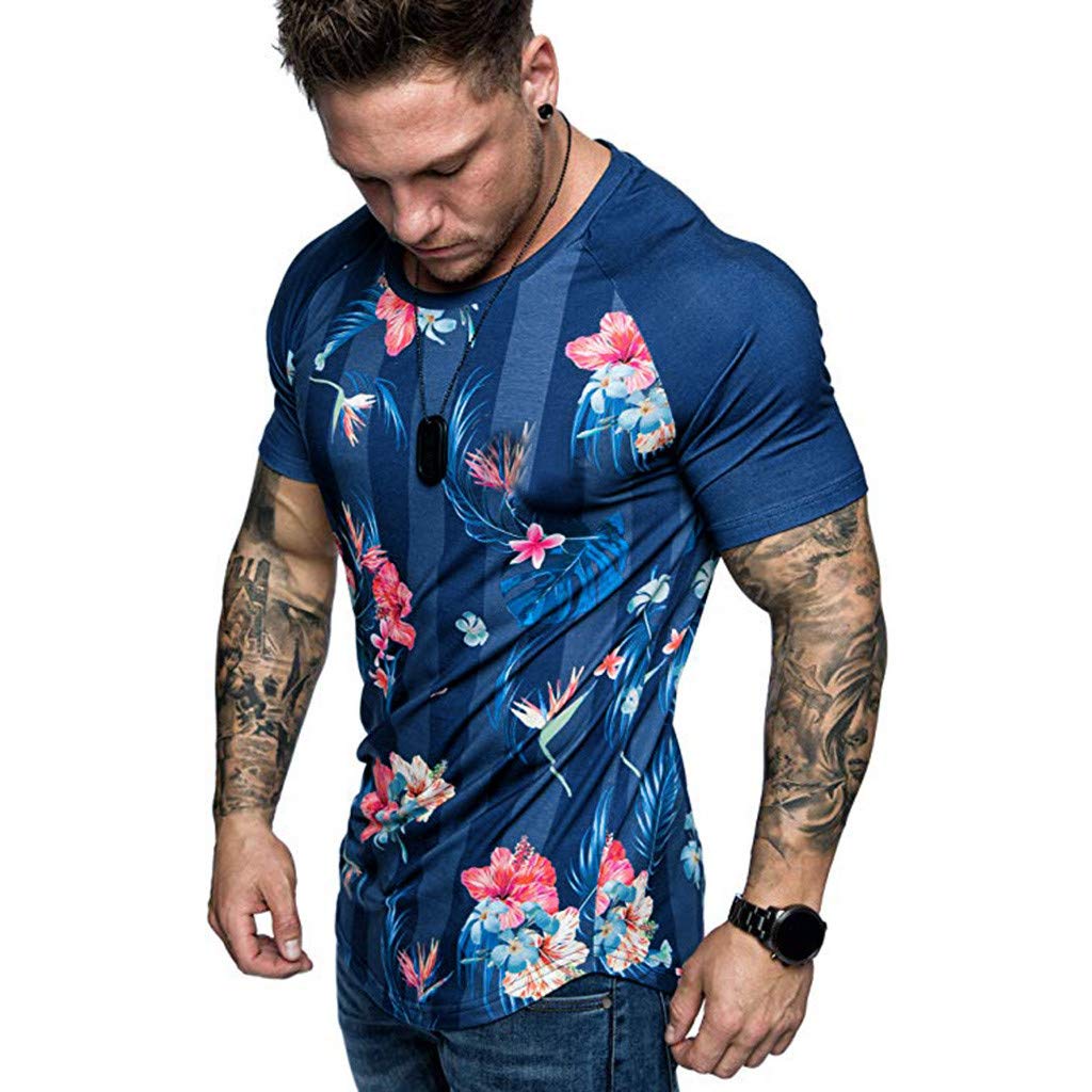 Gym T Shirts for Men Gradient Tops Short Sleeve Sports Running Printing Tshirt Tie Dyeing Sweat Breathable Short Sleeve Gym T-Shirt Short Sleeve Cool Apparel for Men(M-2XL)