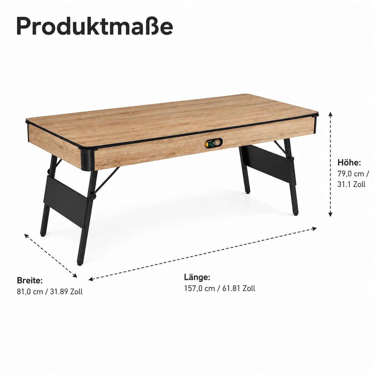 Massivholz Billardtisch, 3-teiliger Billard & Billiardtisch, Multifunktionstisch für Wohnzimmer & Partykeller, mit Esstisch Funktion, Schrägbein, zusammenklappbar (#3953)