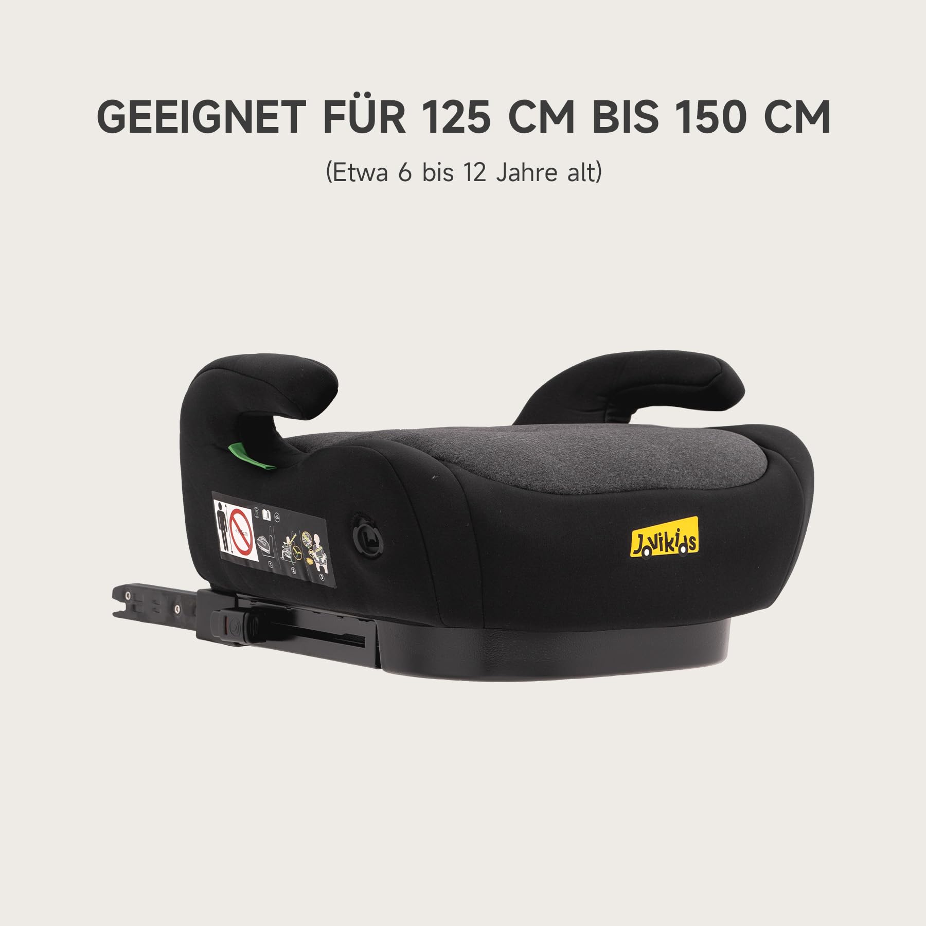 Jovikids Sitzerhöhung Auto Kinder ISOFIX ECE R129 125-150cm Verdickter Stoffbezug Leicht Waschbar
