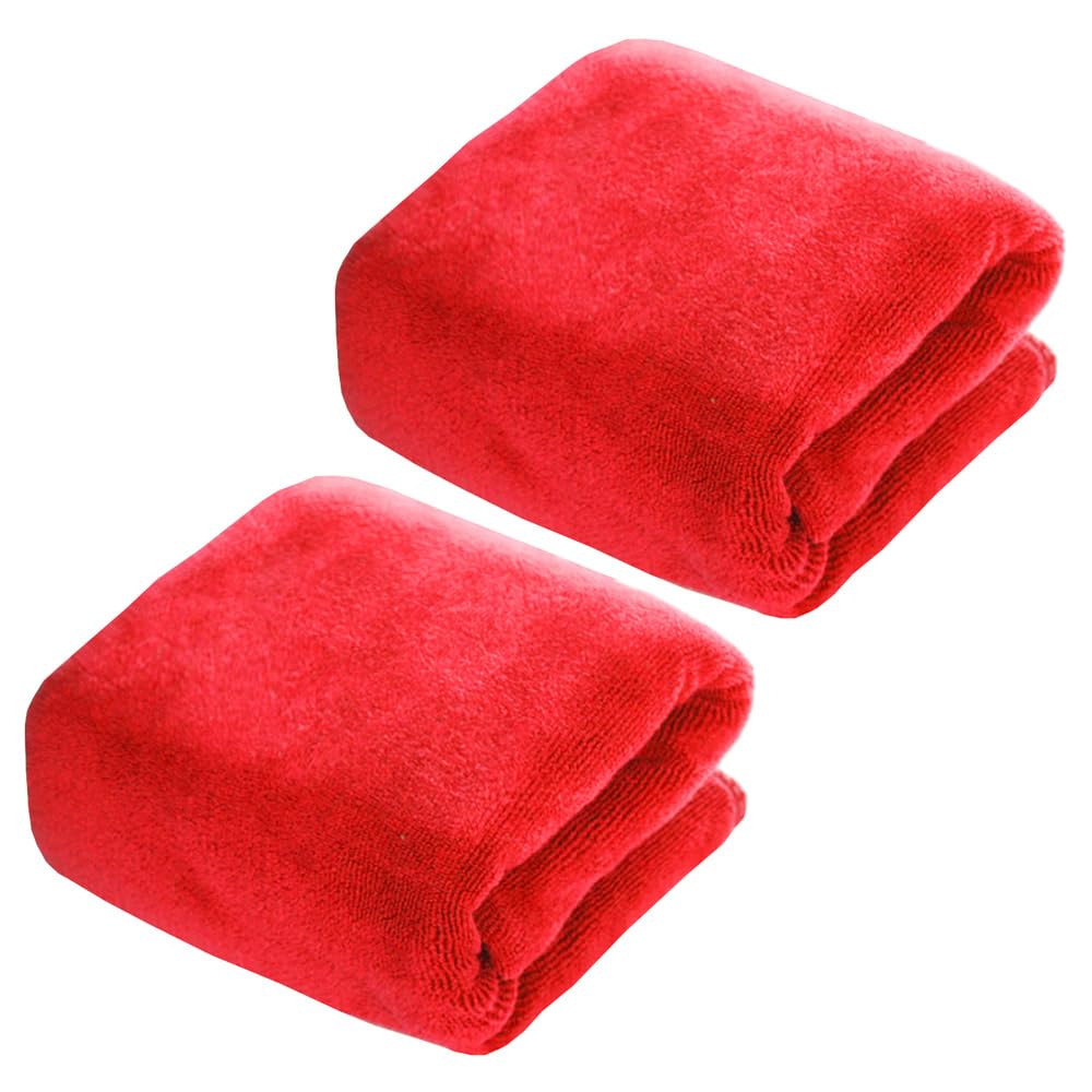 MOCNT 2 X Microfibre Towel 450GSM Bath Towels Quick Dry Sport Absorbent Travel Towel Microfibre Cloth Fast Drying Car Cleaning Towel Swimming Camping Hiking 35cm x 75cm Red