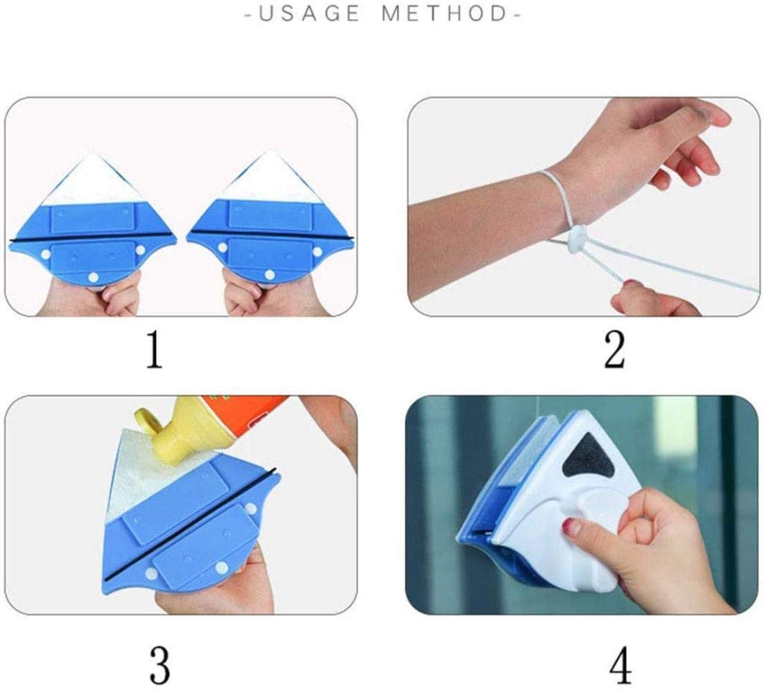 Limpiador de ventanas magnéticas, herramienta de limpieza de ventanas, limpiador de ventanas magnéticas de doble cara, limpiador de doble cara de ventana con 2 largas cuerdas anti-caídas for altas