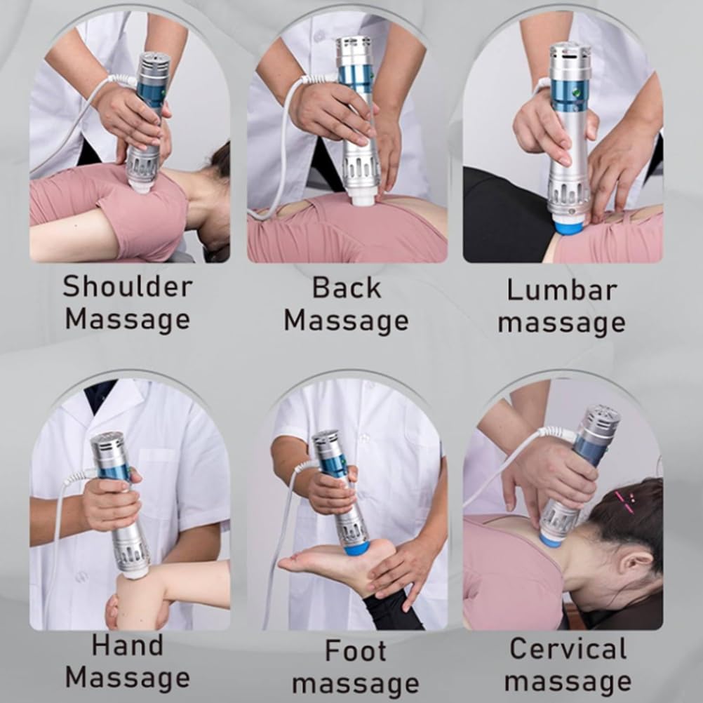BCBKD Macchina di Terapia Ad Onde D'urto, con 10 Teste di Massaggio,per Terapia Ad Onde D'urto Radiali Extracorporee per Il Rilassamento dei Muscoli del Corpo, Sollievo dal Dolore, Bellezza,220V