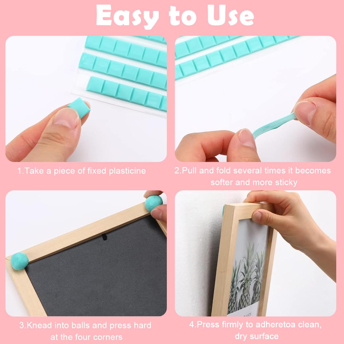 HASTHIP® 288Pcs Sticky Tack 3 Color Adhesive Putty Sticky Tack for Holding Nail Extension Multi Purpose Sticky Tack Flexible Mounting Putty for Crafts Hanging Pictures, Small Objects 3