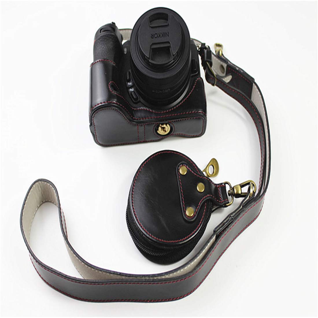 Custodia Per Fotocamera in Pelle, Borsa Per Fotocamera Copertura Completa Del Corpo Antigraffio Protettivo Per Fotocamera Z50, Z DX 16-50Mm F / 3.5-6.3 Lente VR,Nero