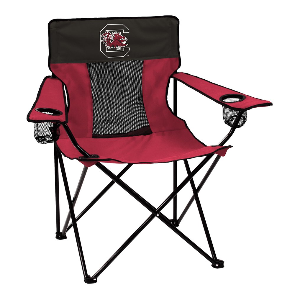 Logo Brands NCAA South Carolina Gamecocks Elite Portable Chair - Premium Outdoor Chair with Cup Holder, Powder-Coated Steel Frame, Lightweight and