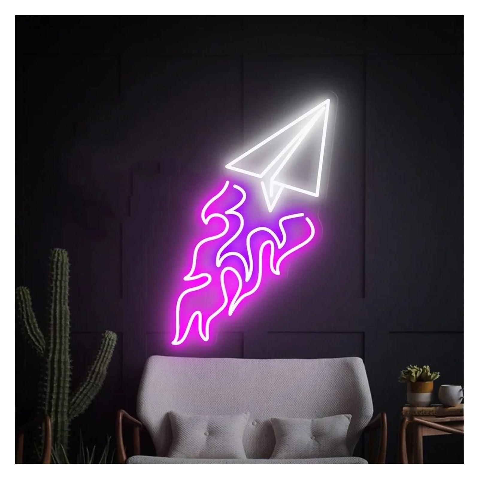 Lemst F Signs Lamp Airplane Neon Sign Or Game Room Kids Bedroom Wedding Wall Hanging Decor Dimmable Usb Powered Night Light 38Cmx20cm(F)