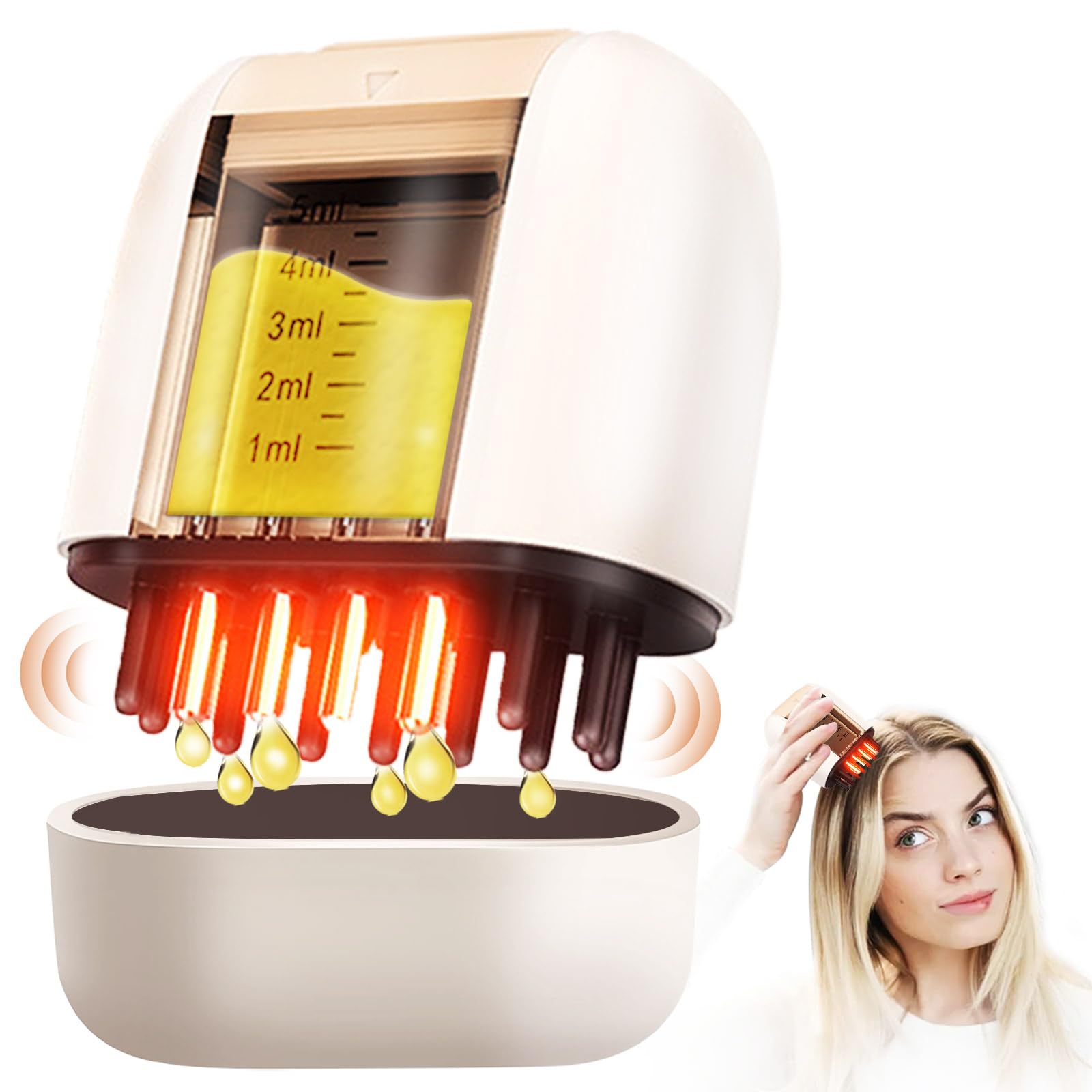 Electric Hair Oil Applicator, 2-in-1 Scalp Oil Applicator for Red Light and Vibration, Perfect Hair Care Gift for Women and Girls