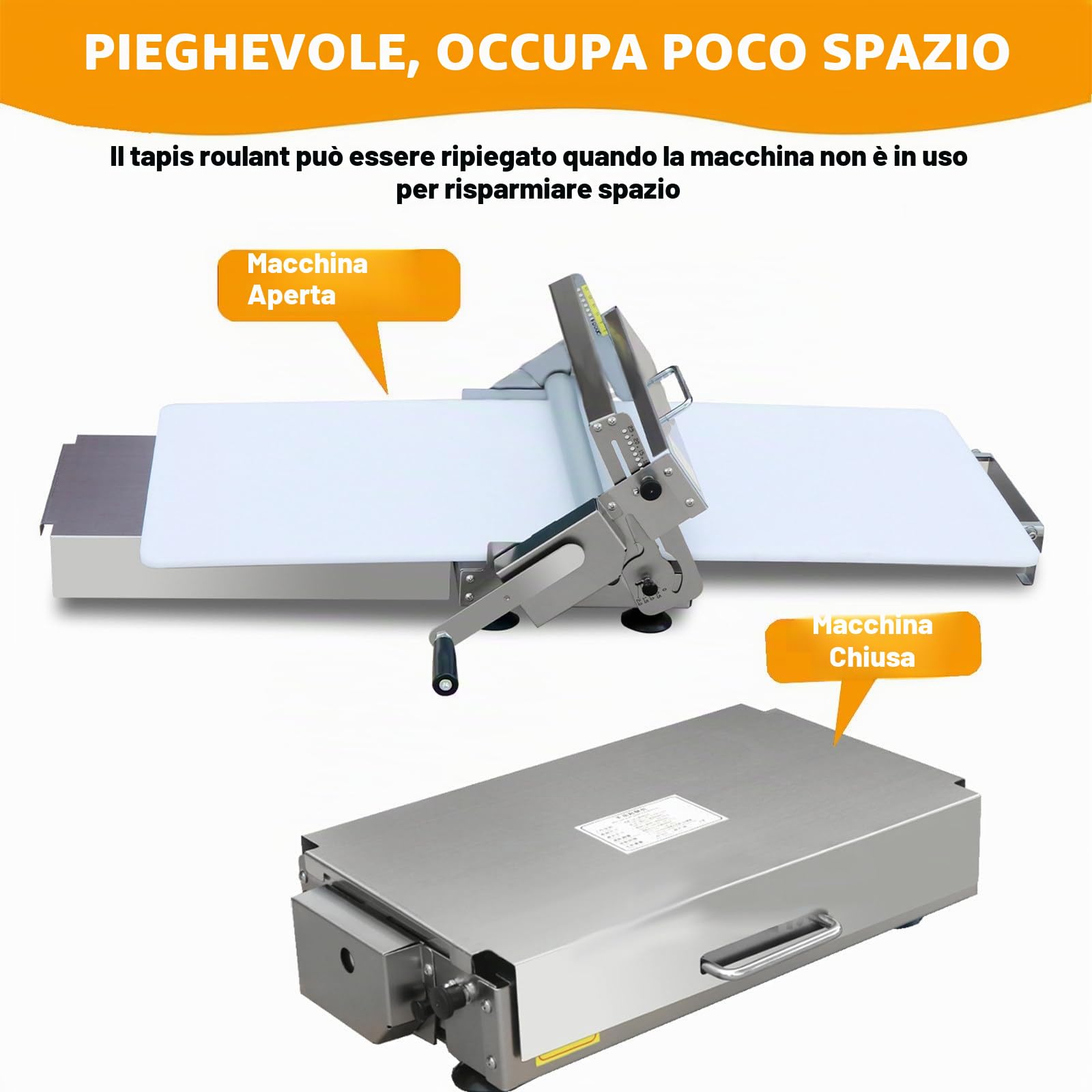 Sfogliatrice Professionale Pieghevole, a Manovella, per Aumentare L'Efficienza dei Croissant, Cucine Domestiche e Piccole Panetterie, Spessore Regolabile, per Croissant, Pasta Sfoglia B400